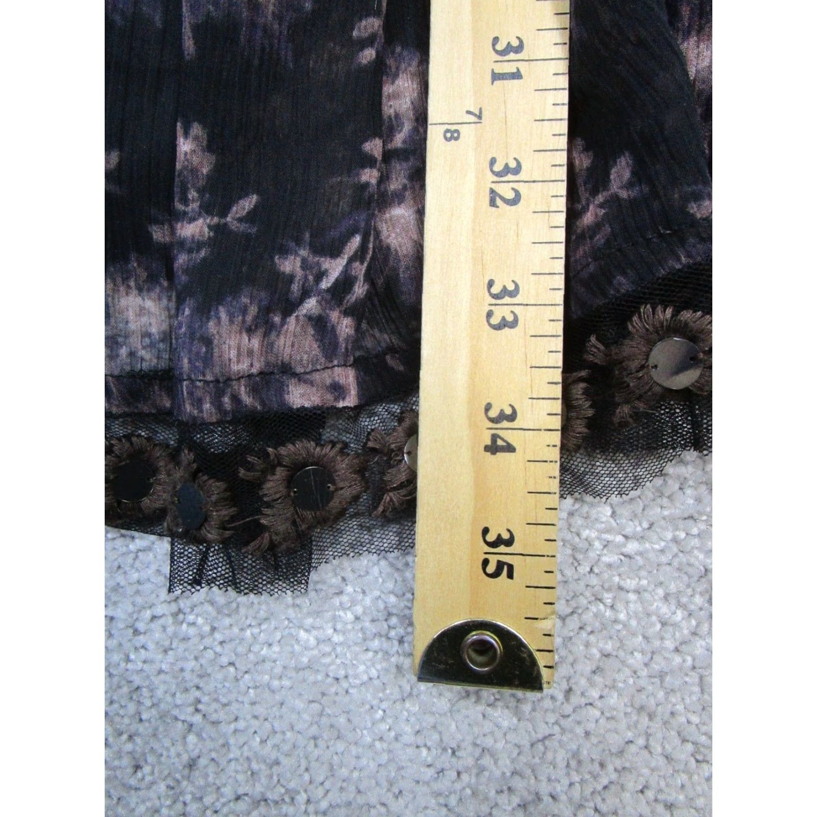 Free People VINTAGE Free People Dress Womens XS Purple Black Floral Blouson Short Sleeve Square Neck Button Casual Party Summer Women Size XS / US 0-2 / IT 36-38 - 8 Thumbnail