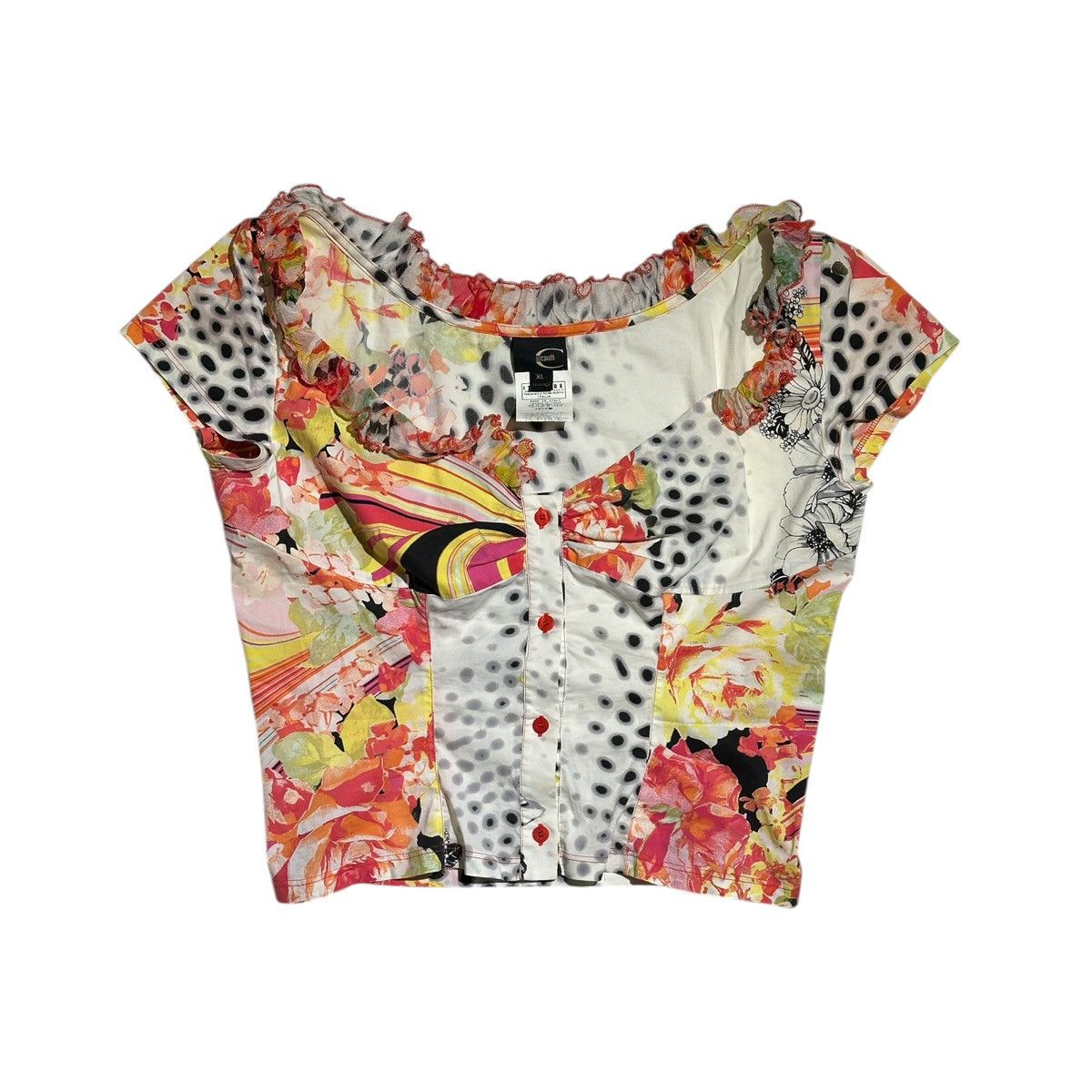 Roberto Cavalli 2004 graphic floral set top + skirt Size XL / US 12-14 / IT 48-50 - 2 Thumbnail