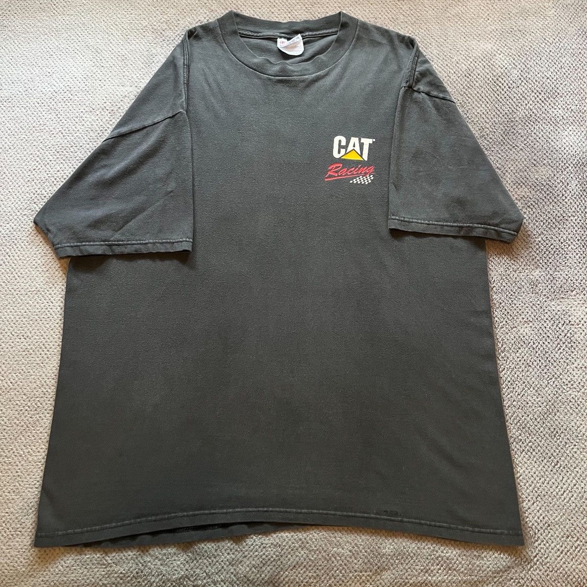 Vintage Vintage 90s CAT Racing Faded Black Graphic T shirt Size US XL / EU 56 / 4 - 2 Thumbnail