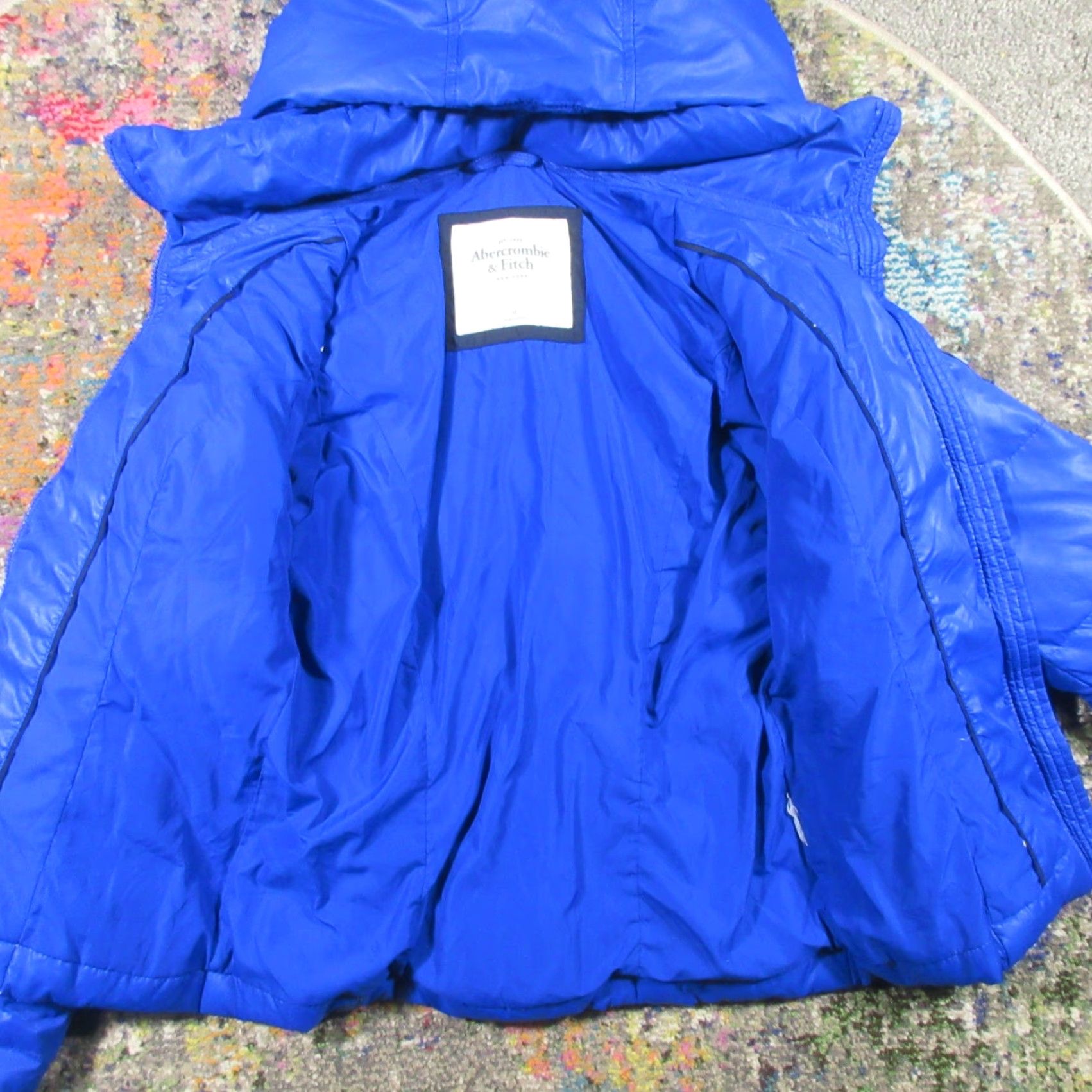 Abercrombie & Fitch Abercrombie & Fitch Hooded Puffer Jacket Women's Medium Blue Down Size M / US 6-8 / IT 42-44 - 5 Thumbnail
