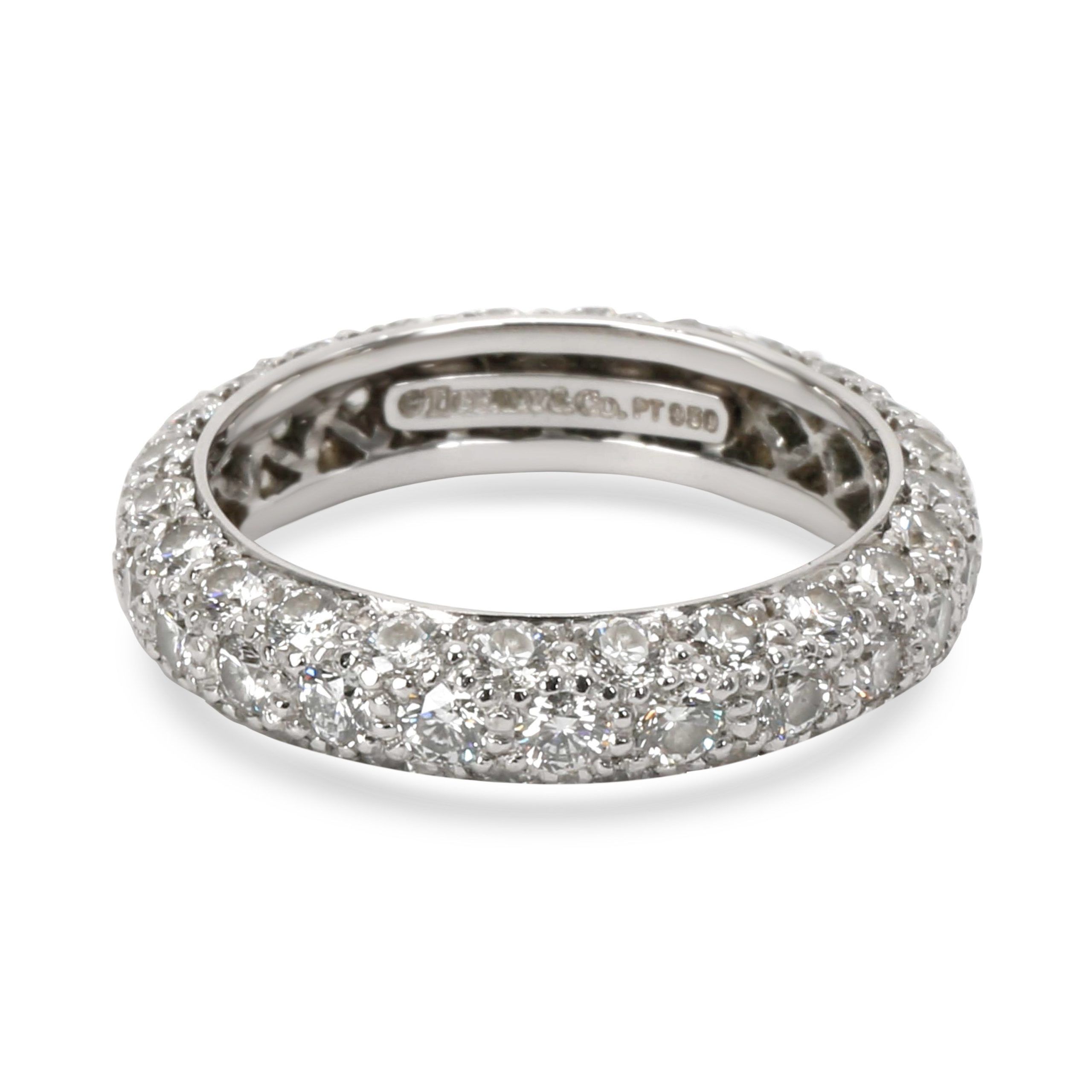 image of Tiffany Co Tiffany & Co. Etoile Pave Diamond Eternity Band In Platinum 1.44 Ctw in Silver, Women's