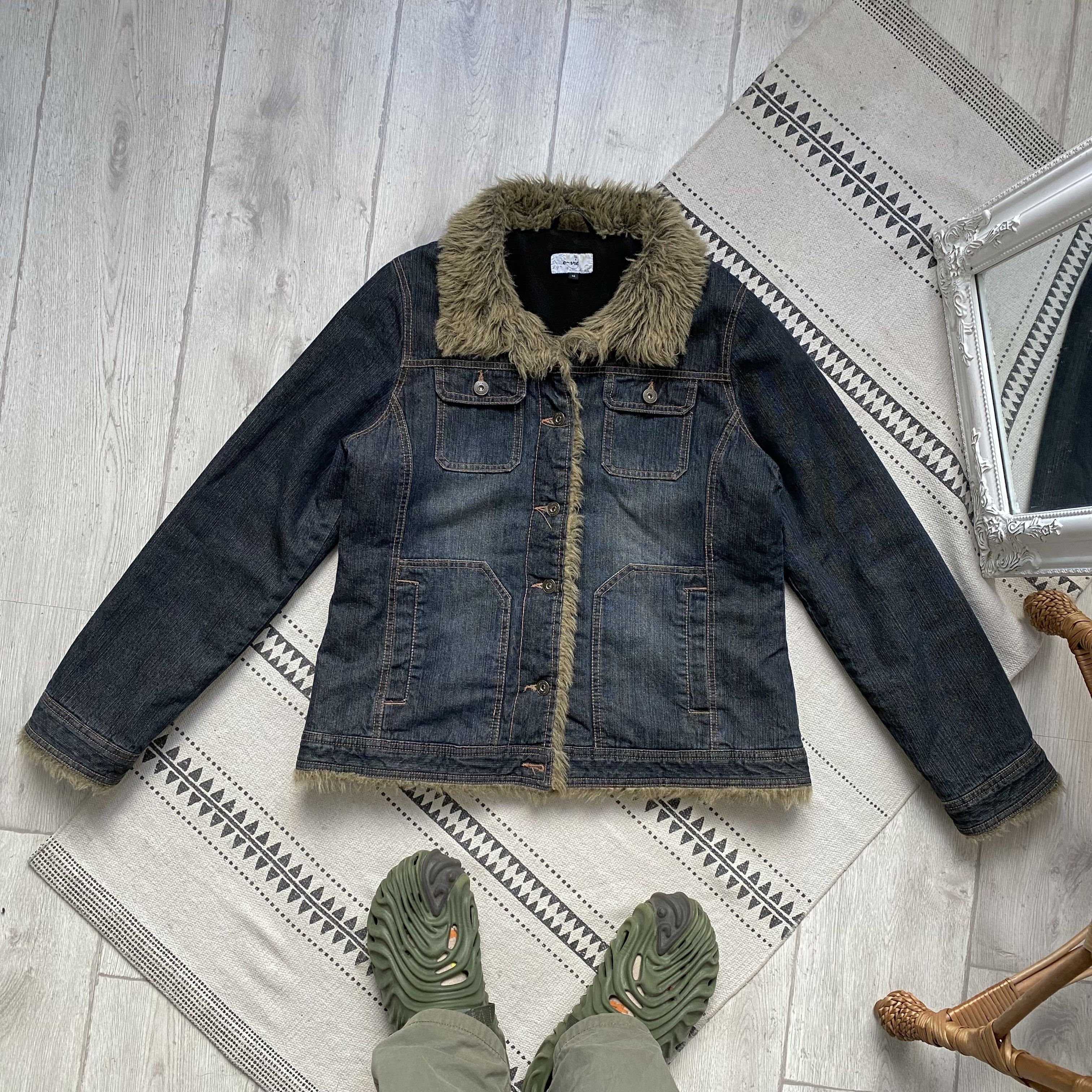 Vintage 2000s Japanese Denim Fur Jacket LGB Kapital style