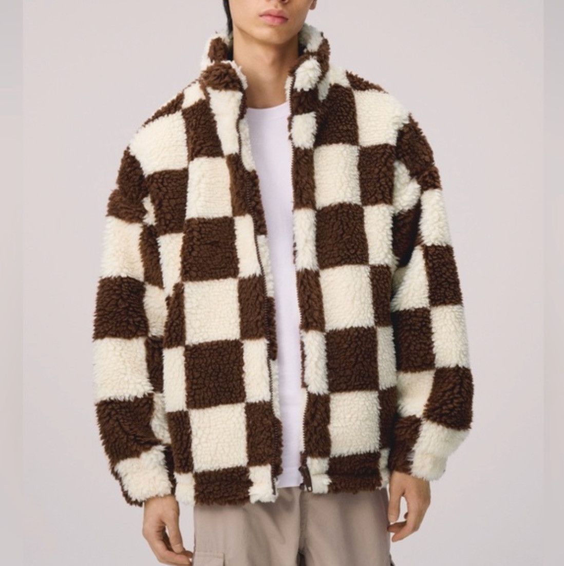 Zara Zara Deep Pile Checkered Fleece Plaid Sherpa Jacket Size US L / EU 52-54 / 3 - 1 Thumbnail
