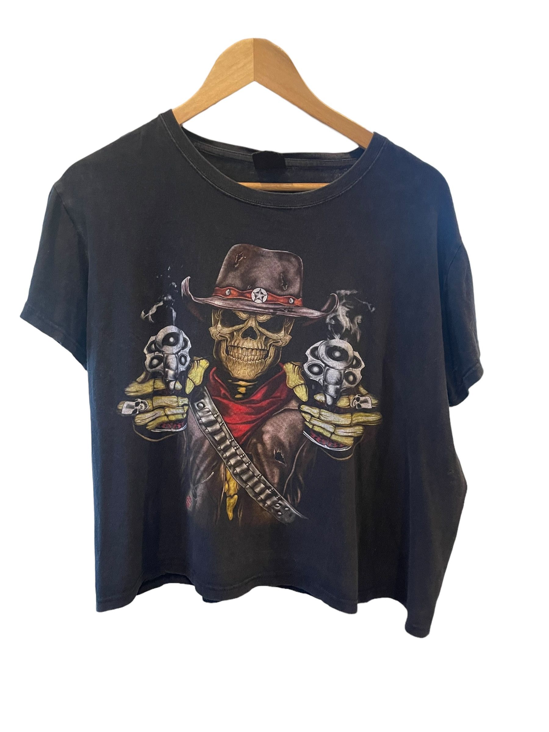 Vintage Vintage 90s Skeleton Cowboy T-shirt Size XL / US 12-14 / IT 48-50 - 1 Thumbnail