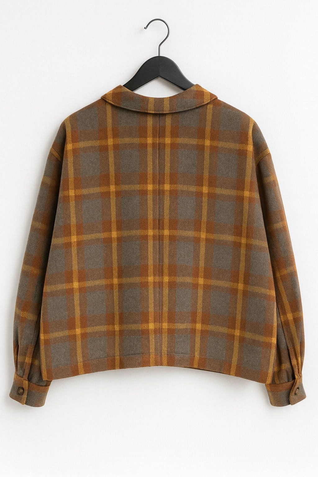Japanese Brand Double Name 1990s Vintage Plaid Wool Blend Zip Jacket Brown Size L / US 10 / IT 46 - 2 Thumbnail