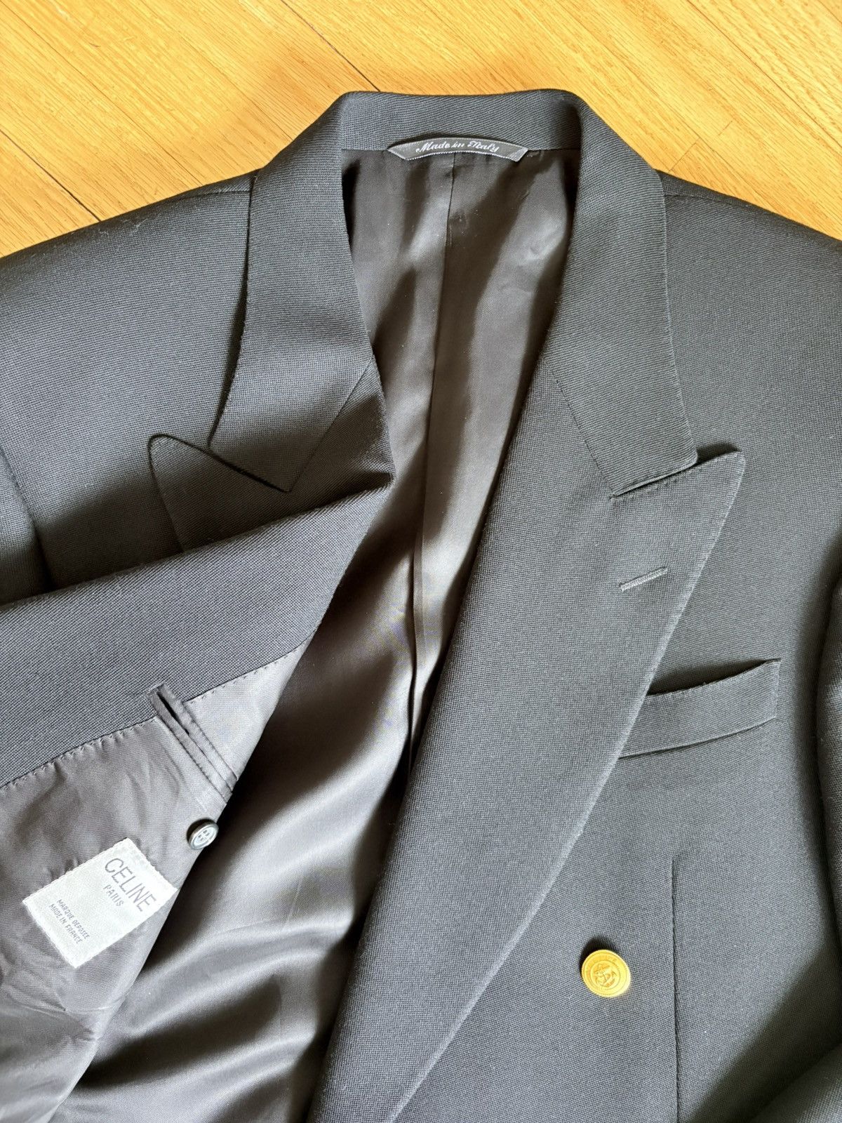 Celine Vintage Céline Paris Suit Jacket Double Breasted Blazer Size 46R - 2 Thumbnail