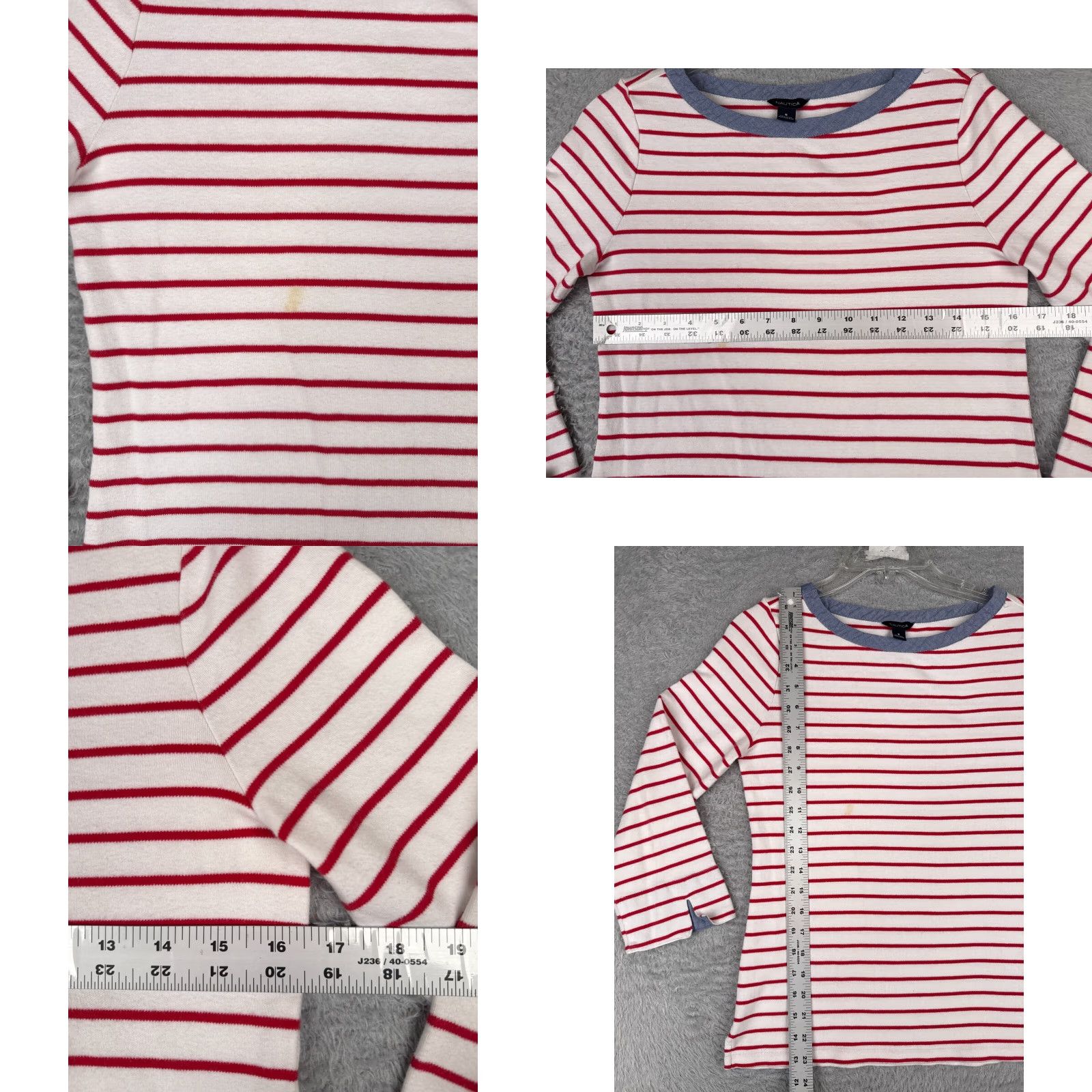 Nautica VINTAGE Nautica Shirt Women S Red Striped 3/4 Sleeve Round Neck 100% Cotton Size S / US 4 / IT 40 - 8 Thumbnail
