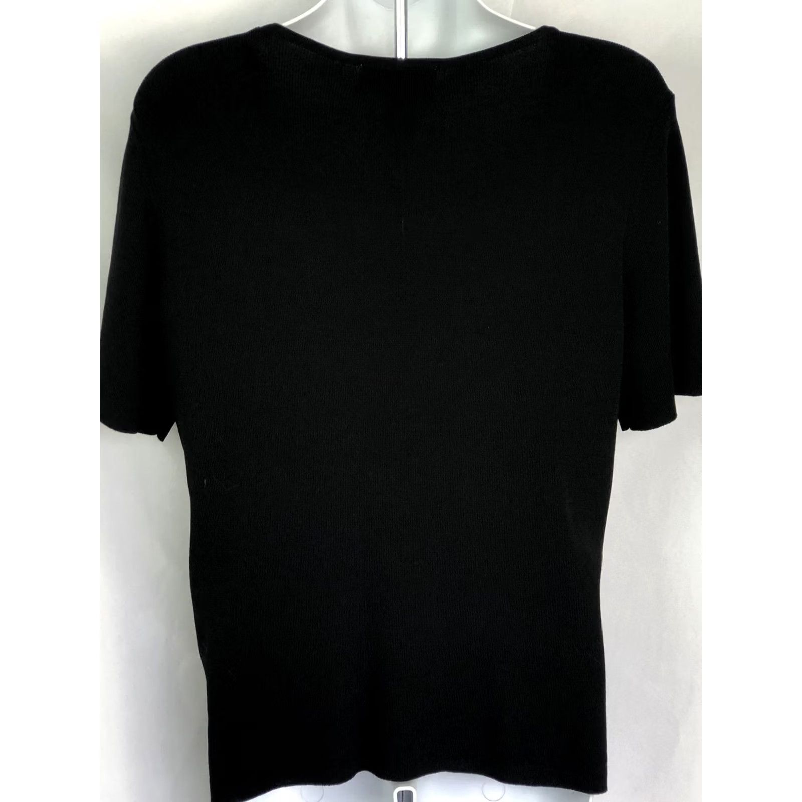 Vintage VINTAGE Once Again Rayon Knit top Blouse L Black Beaded Scoop Short Sleeve Pullover Boho Size L / US 10 / IT 46 - 5 Thumbnail