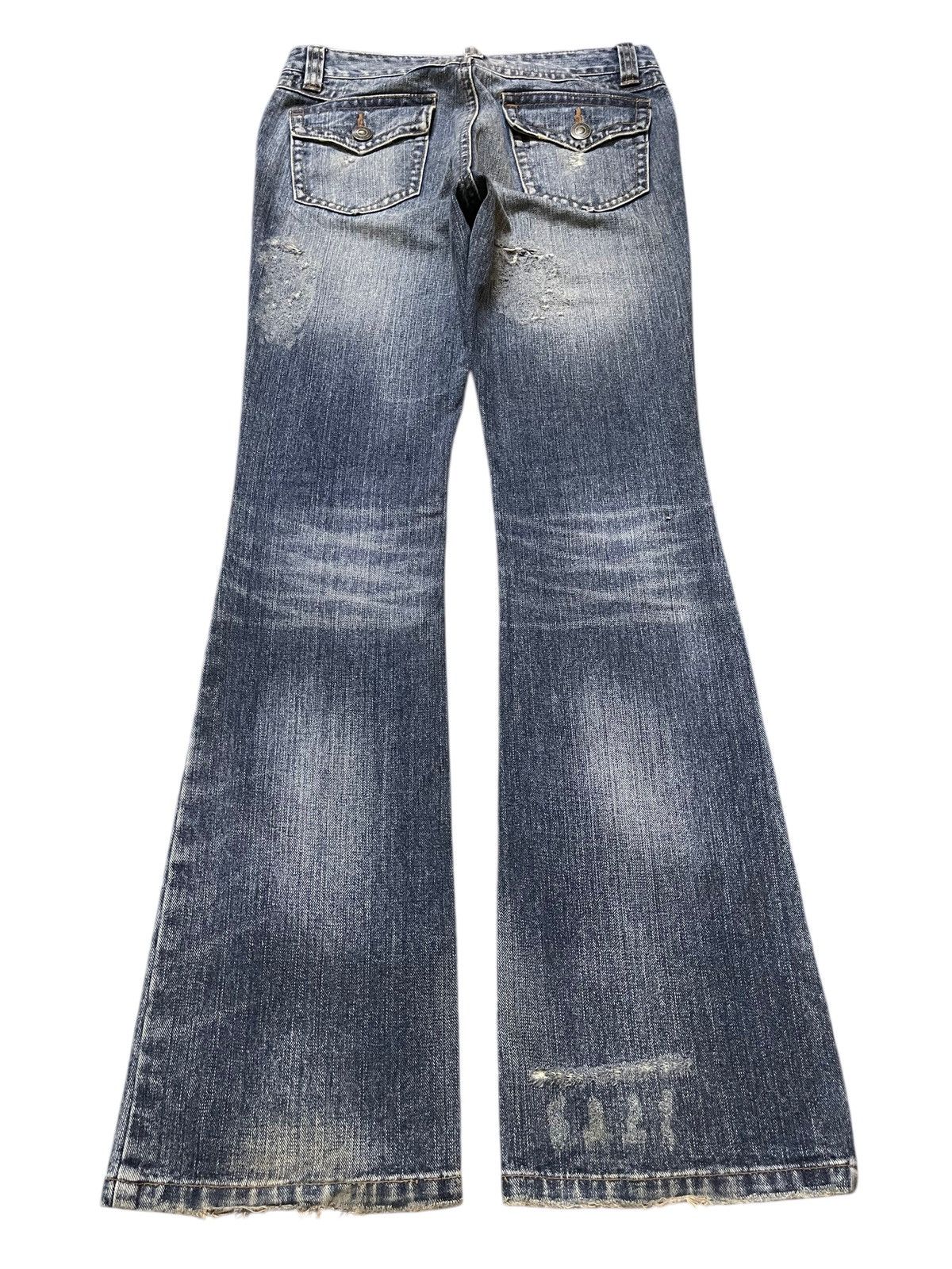 14th Addiction Vintage Japanese Brand Faded Wash Distressed Flared Jeans Size US 28 / EU 44 - 2 Thumbnail