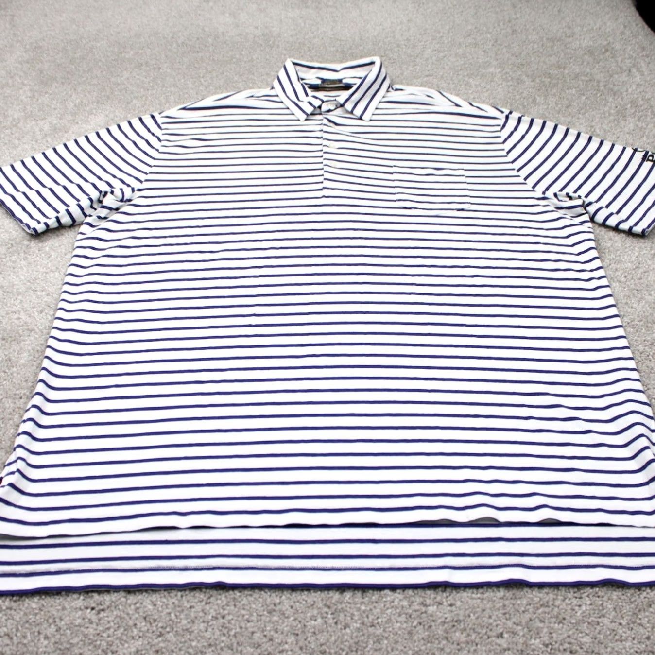 Ralph Lauren Polo Golf Ralph Lauren Polo Shirt Mens XL Blue/White Stretch Lisle PGA Quail Hollow Logo Left Sleeve Size US XL / EU 56 / 4 - 2 Thumbnail