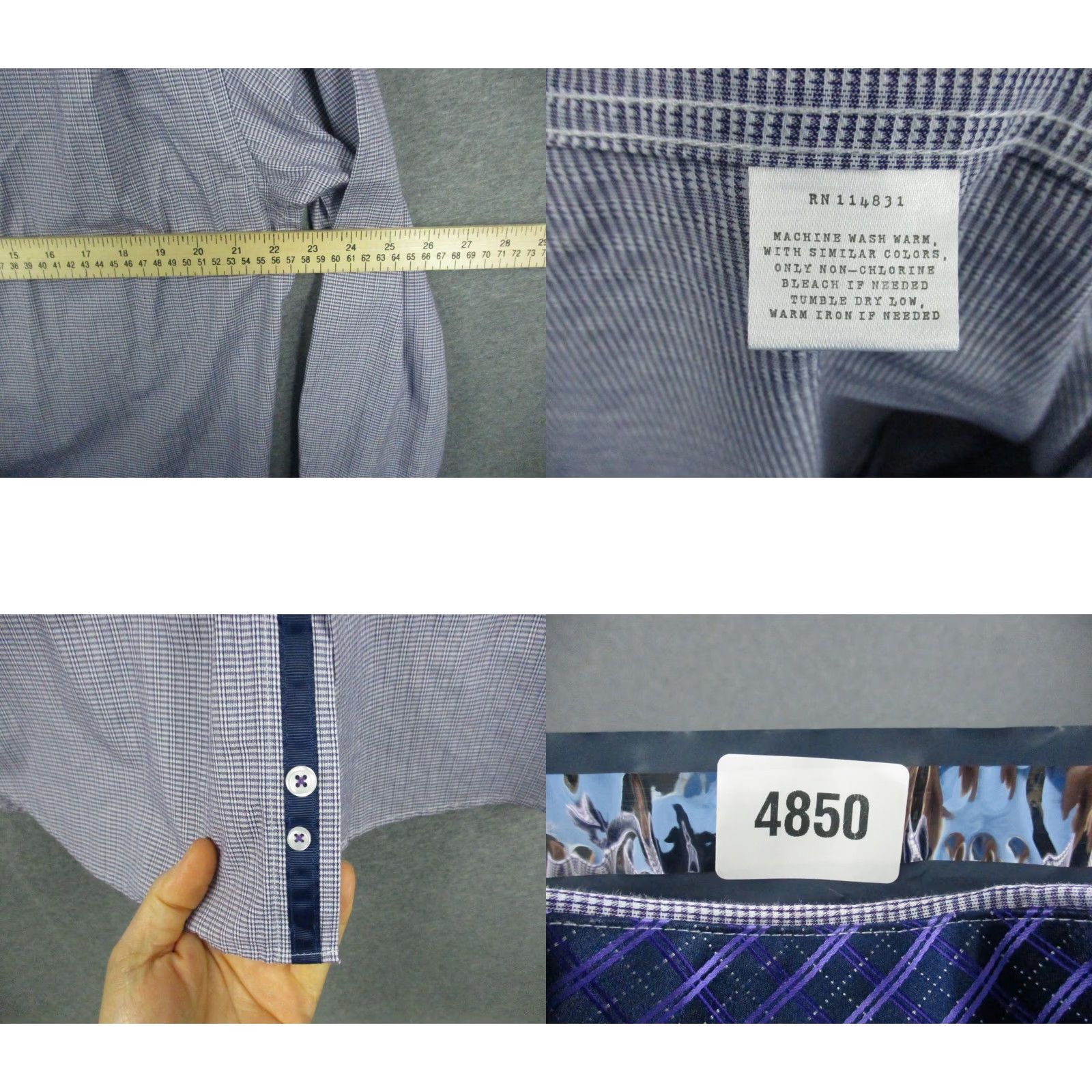 Vintage Society Of Threads Dress Shirt Mens Large 16-16.5 Blue Comfort Stretch Slim Fit Size 42R - 8 Thumbnail