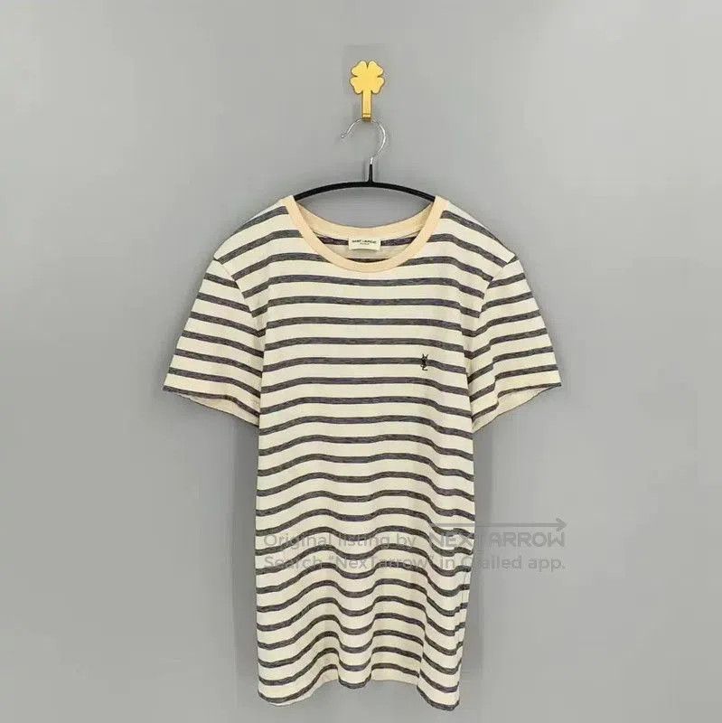 Yves Saint Laurent YSL Striped Cotton T-Shirt in Beige . Size XS / US 0-2 / IT 36-38 - 1 Thumbnail