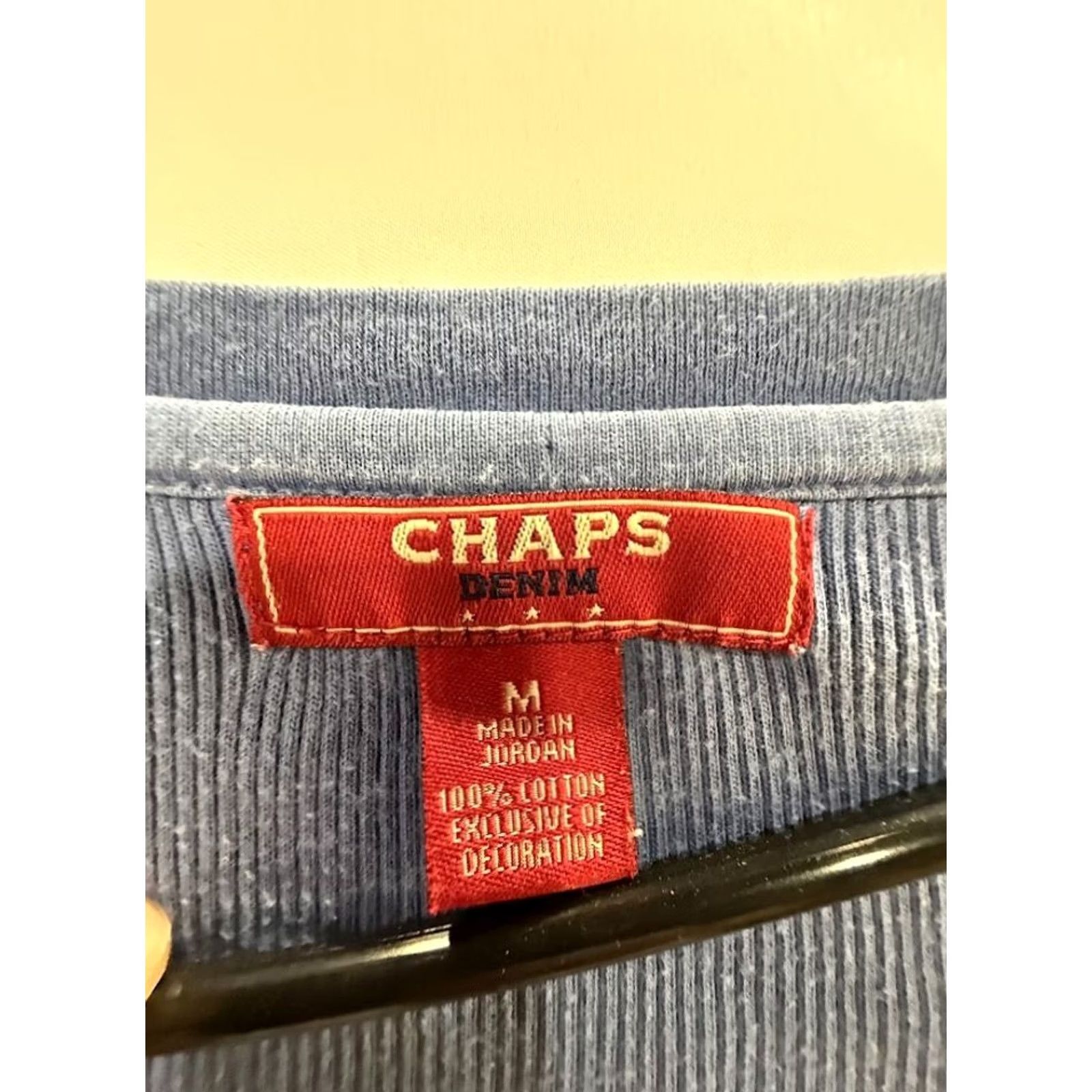 Chaps Chaps Denim Knit Henley Shirt Womens M Blue Ribbed Cotton 3/4 Sleeve Size M / US 6-8 / IT 42-44 - 3 Thumbnail