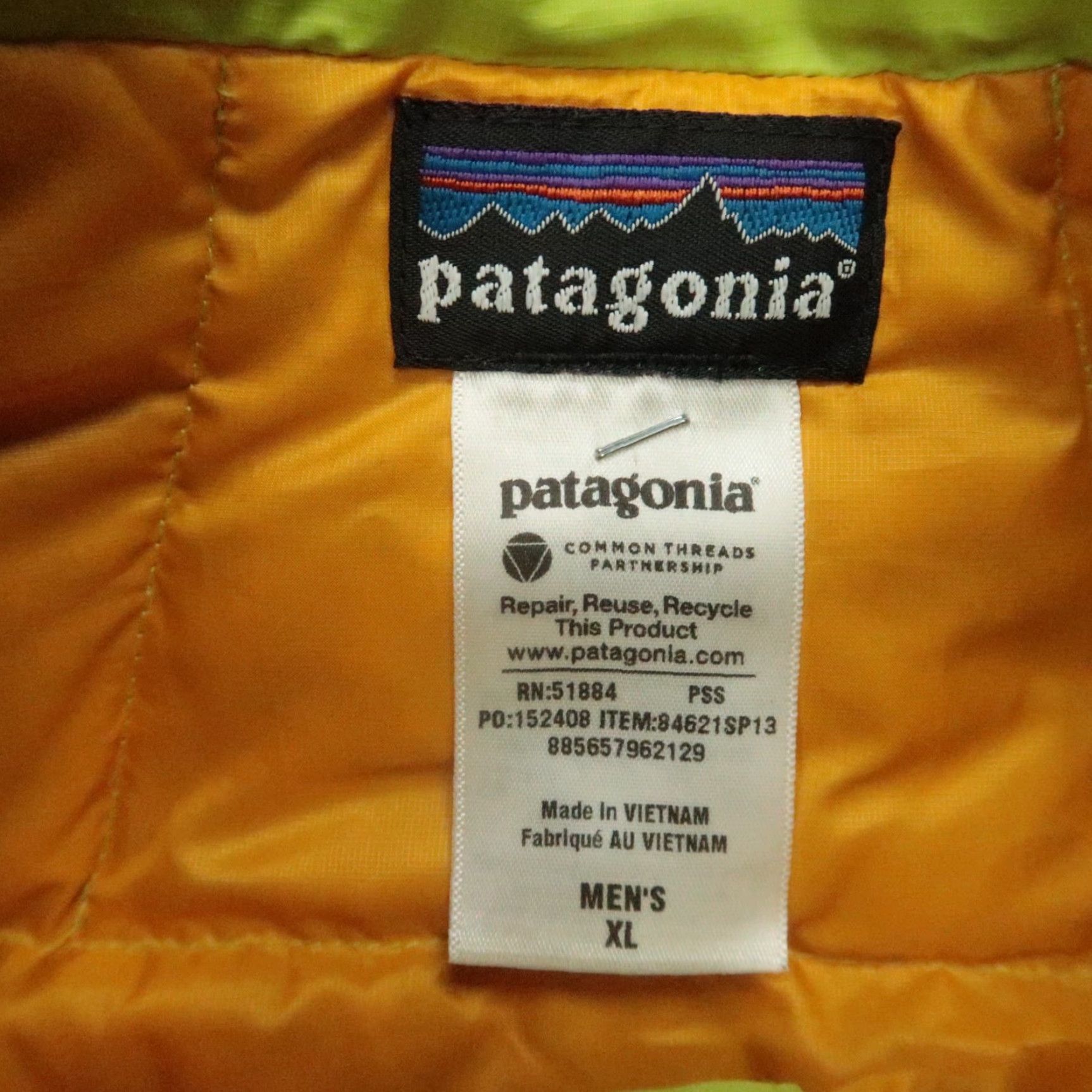 Patagonia Patagonia Vest Mens XL Puffer Jacket Yellow Down Full Zip Pockets Quilted Lightweight Size US XL / EU 56 / 4 - 3 Thumbnail