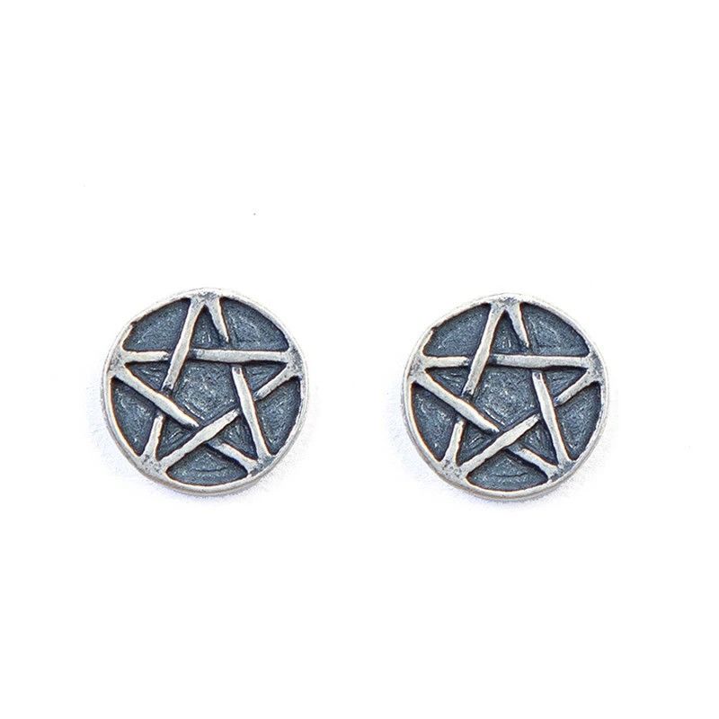 Jewelry Earth Pentacle Stud Earrings 925 Sterling Silver Ear Gift Size ONE SIZE - 6 Thumbnail