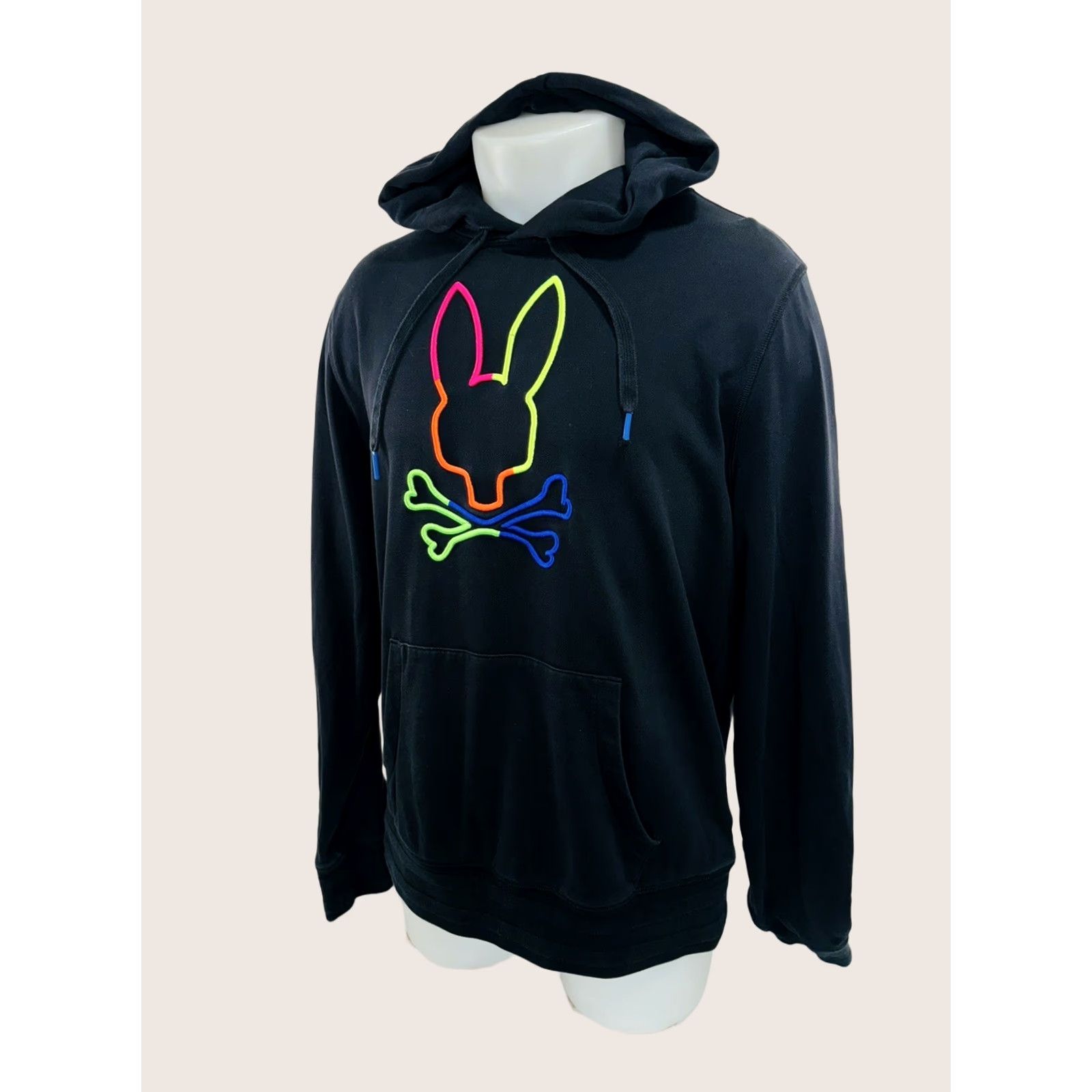 Psycho Bunny PSYCHO BUNNY - NEON / FLUORESCENT LOGO Mens M Hoodie Sweatshirt Pullover Embroidered Black Size US M / EU 48-50 / 2 - 1 Thumbnail