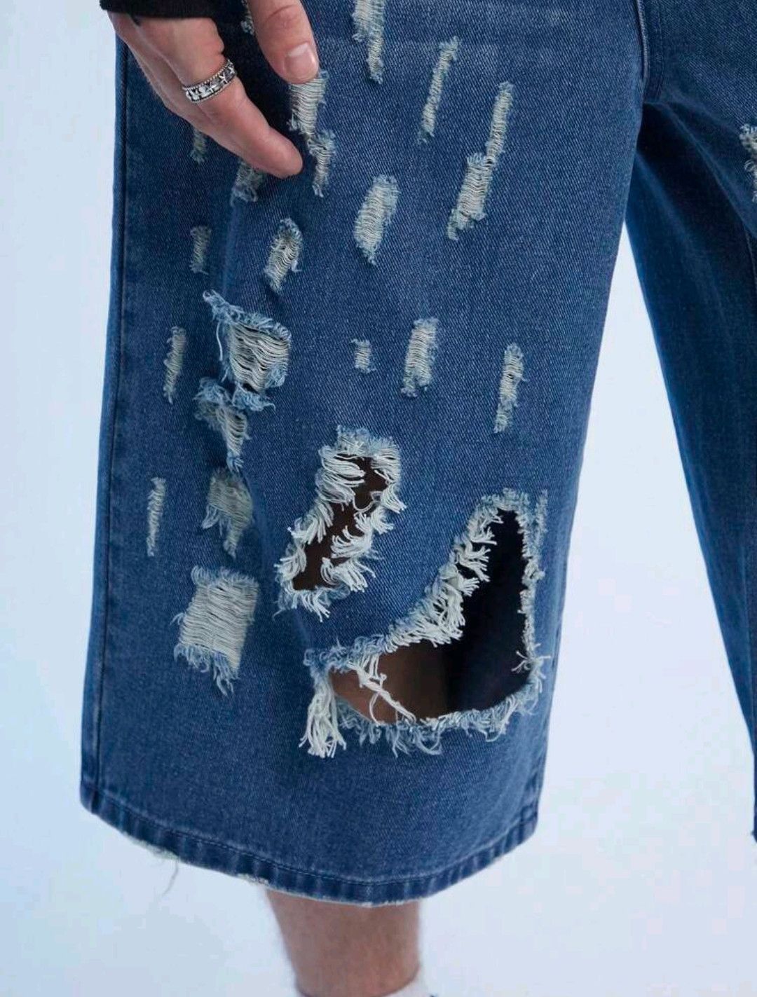 Jean × Vintage Y2K Vintage Solid Streetwear Denim Shorts Distressed Jorts Size US 33 - 4 Thumbnail