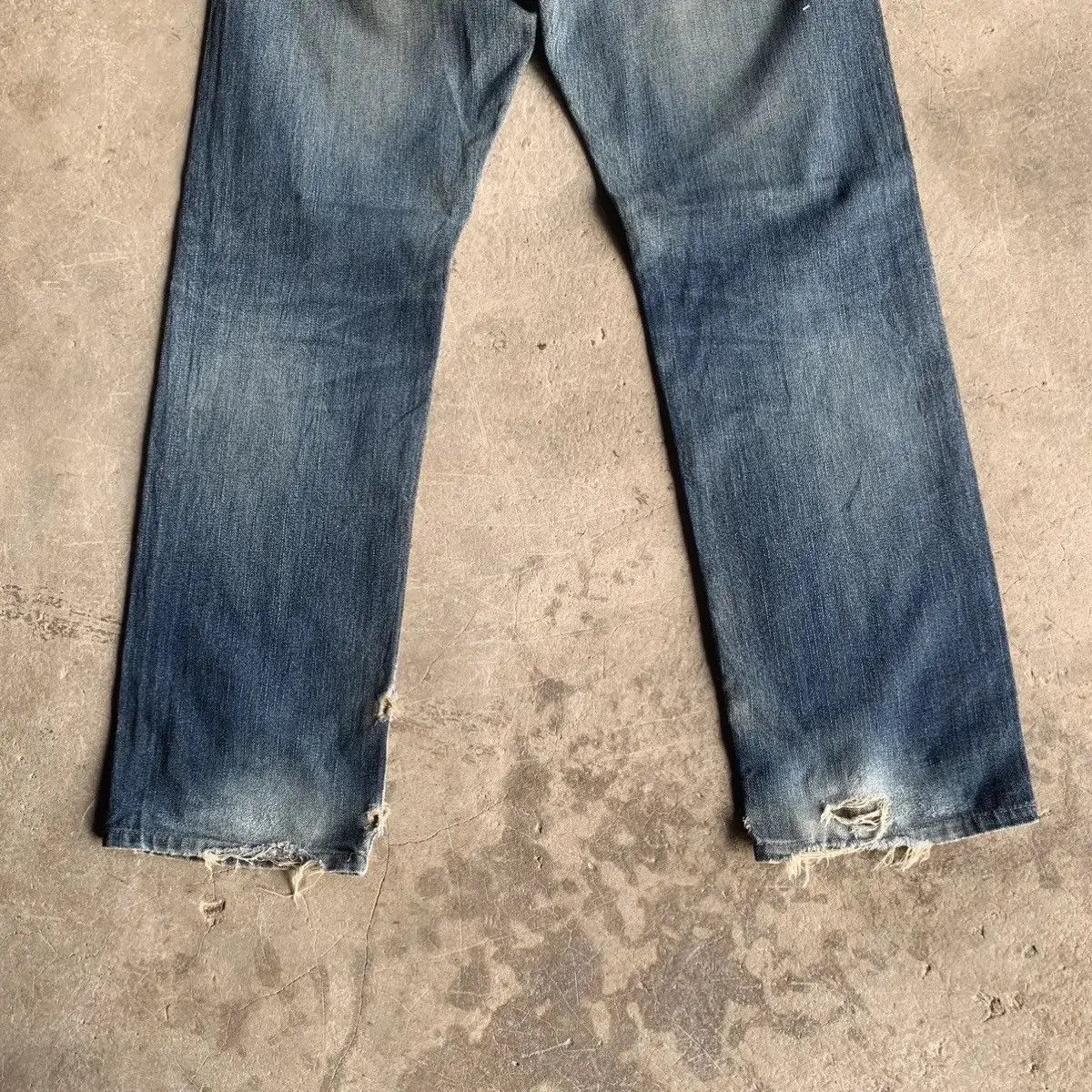Self Edge × Sugar Cane 💥DISTRESSED! Edwin 505 Red Line Jeans Sun Faded Blue Pants Size US 32 / EU 48 - 13 Thumbnail
