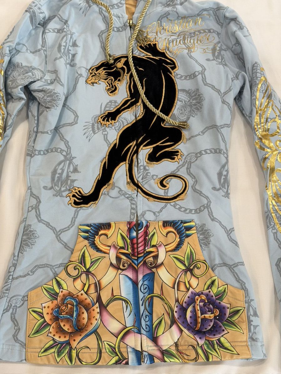 Christian Audigier Christian Audigier Rhinestone Jaguar Power Blue zip up. Size XS / US 0-2 / IT 36-38 - 6 Thumbnail