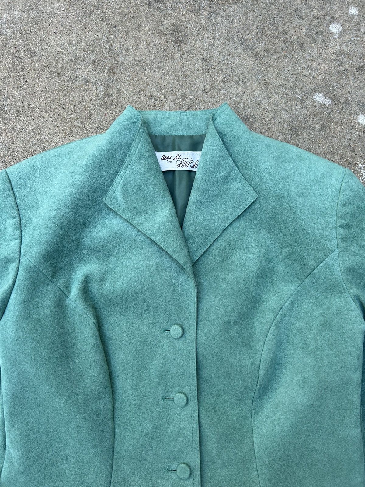 Vintage 1970s Adolph Schuman For Lilli Ann Turquoise Suede Blazer Size S / US 4 / IT 40 - 3 Thumbnail