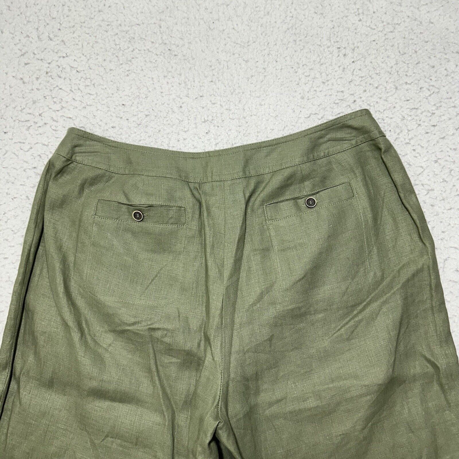 Other Style & Co 6 Pure Linen Green Straight Leg Capri Pants Size 28" / US 6 / IT 42 - 8 Thumbnail