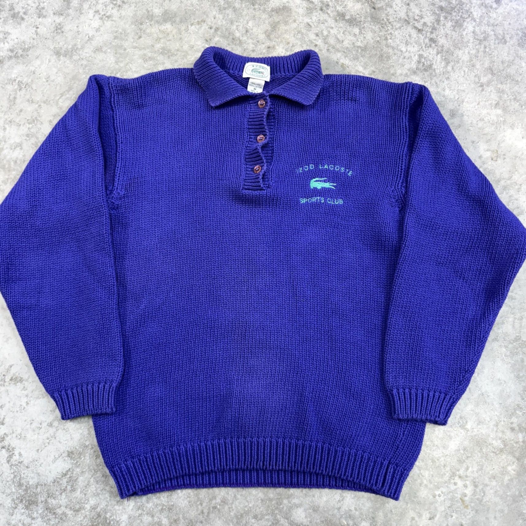 Izod VINTAGE Izod Lacoste Sweater Mens M Knit Pullover Collared Purple Solid 90s Sports Club Mens Size US M / EU 48-50 / 2 - 2 Thumbnail