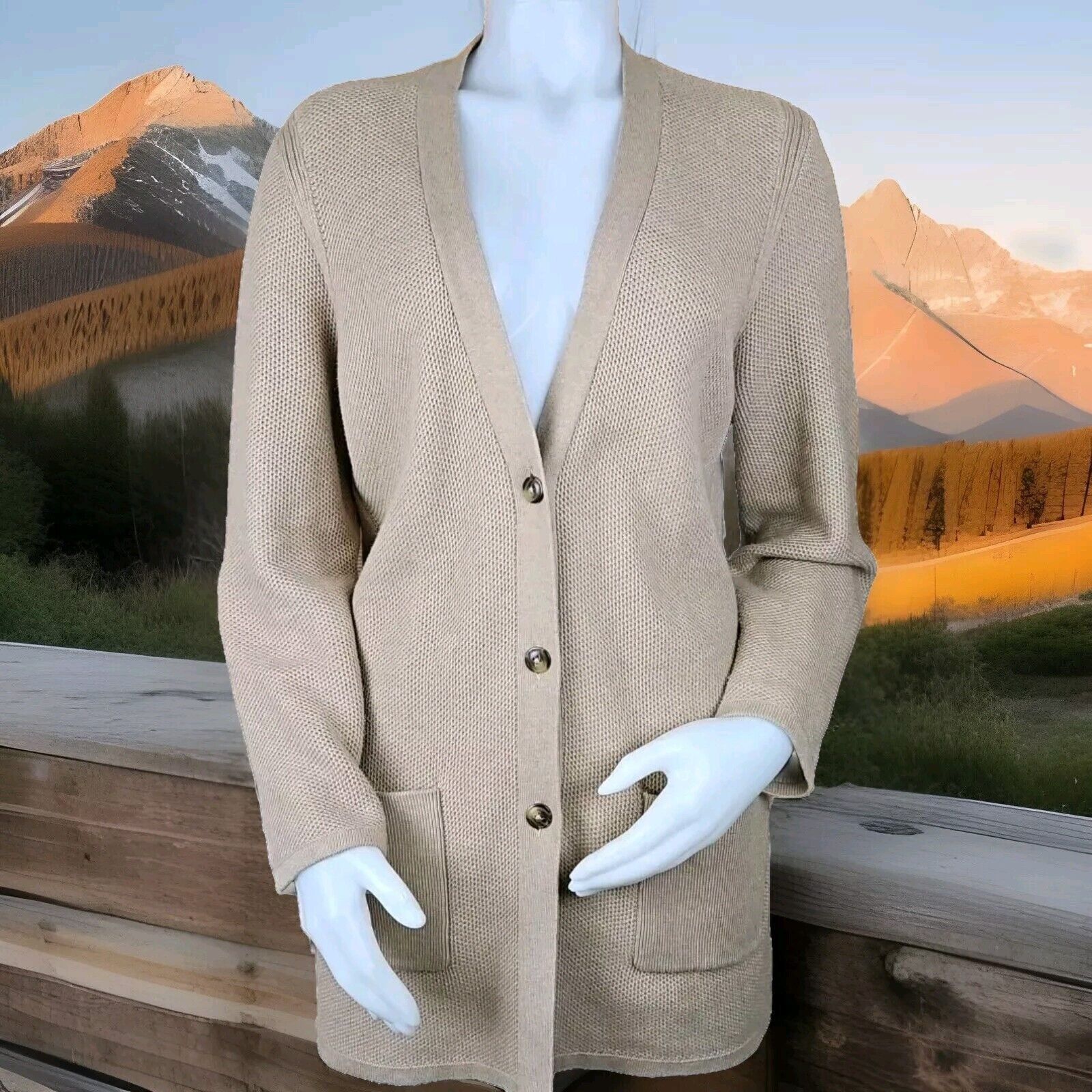 Other J Jill Sweater Womens Petite L V Neck Cardigan Duster Cotton Size L / US 10 / IT 46 - 1 Thumbnail