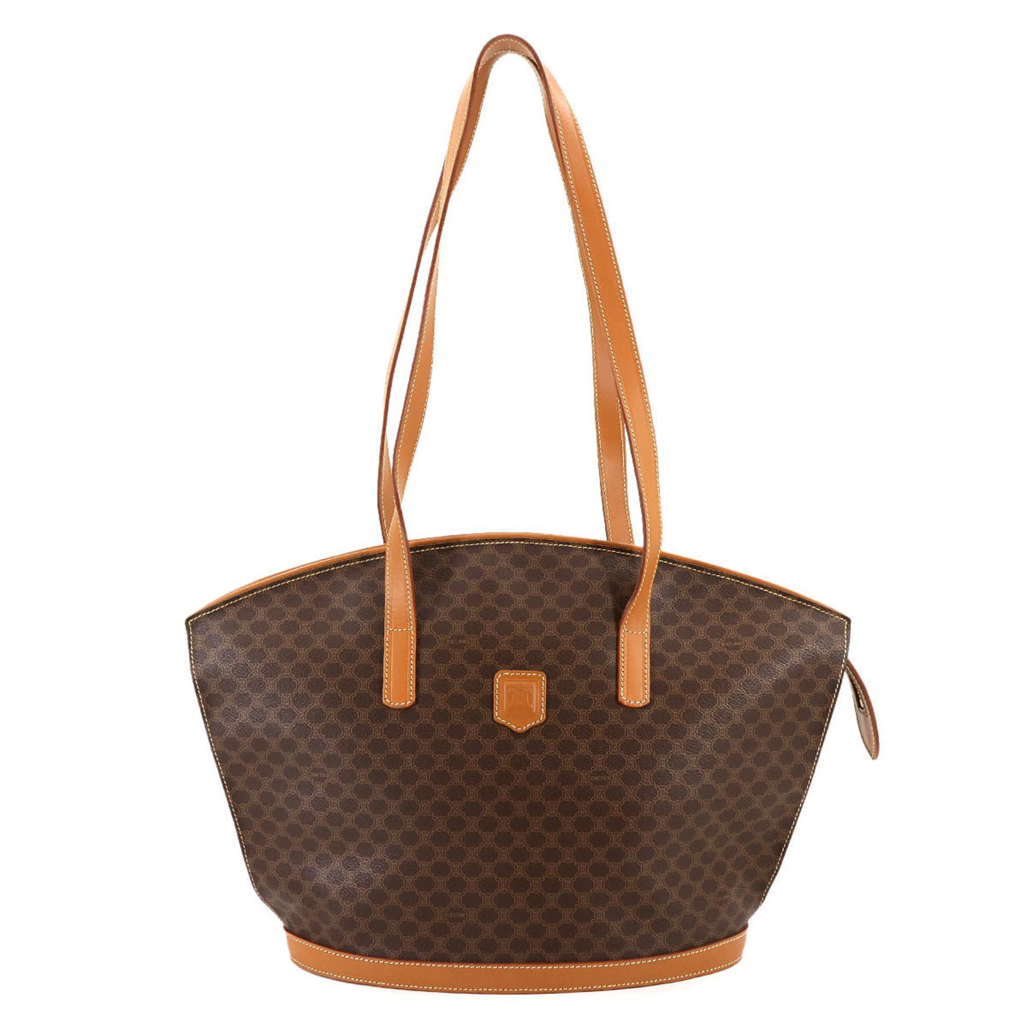 Celine Macadam Leather Tote Bag Brown Gold Hardware, Women's