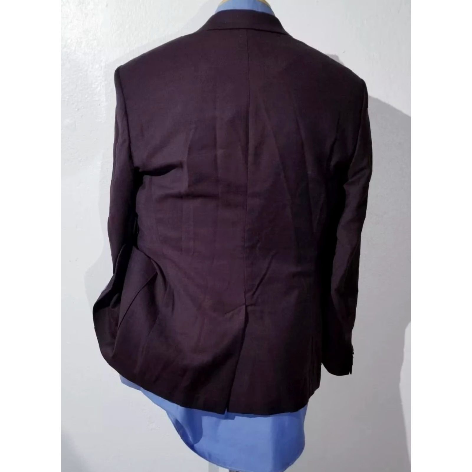 Express Express Sport Coat Jacket Purple Wool Stretch 40R Men Regular Single-Breasted Two-Button Peak Lapel Vintage No N/A Size US XXS / EU 40 - 3 Thumbnail