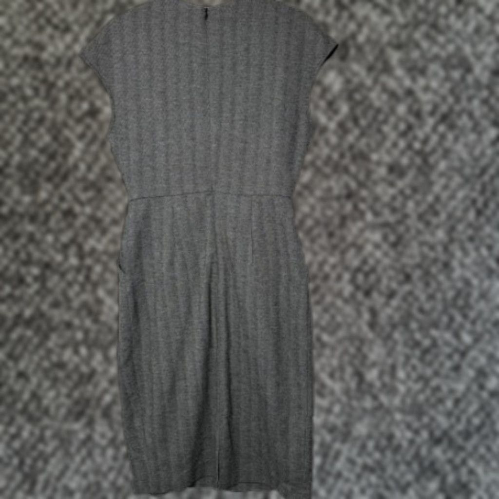 M.M.Lafleur Masha Dress Gray 6 Herringbone Viscose Lined Pockets Zip Back Dress