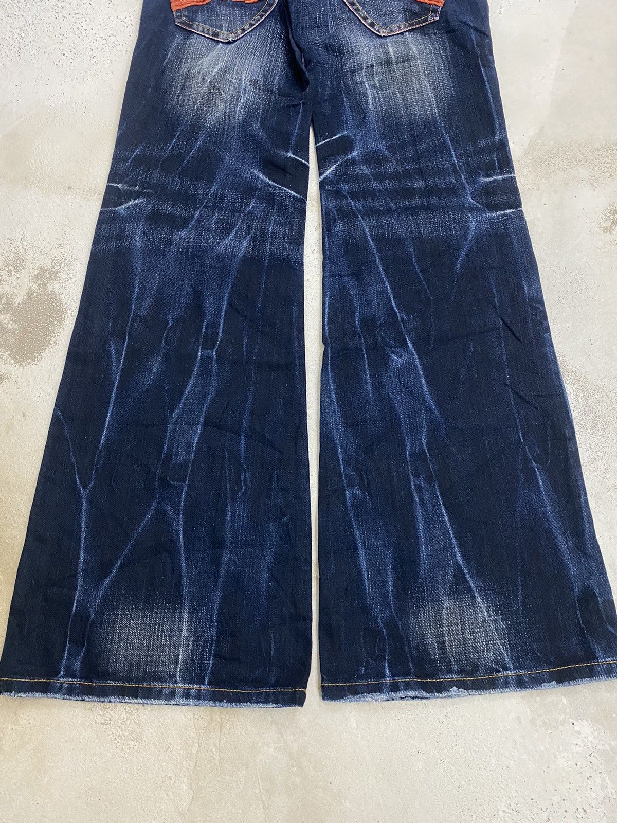 If Six Was Nine Swell Orange Embroidery Art Mud Wash Blue Way Baggy Wide Leg Size US 28 / EU 44 - 8 Thumbnail