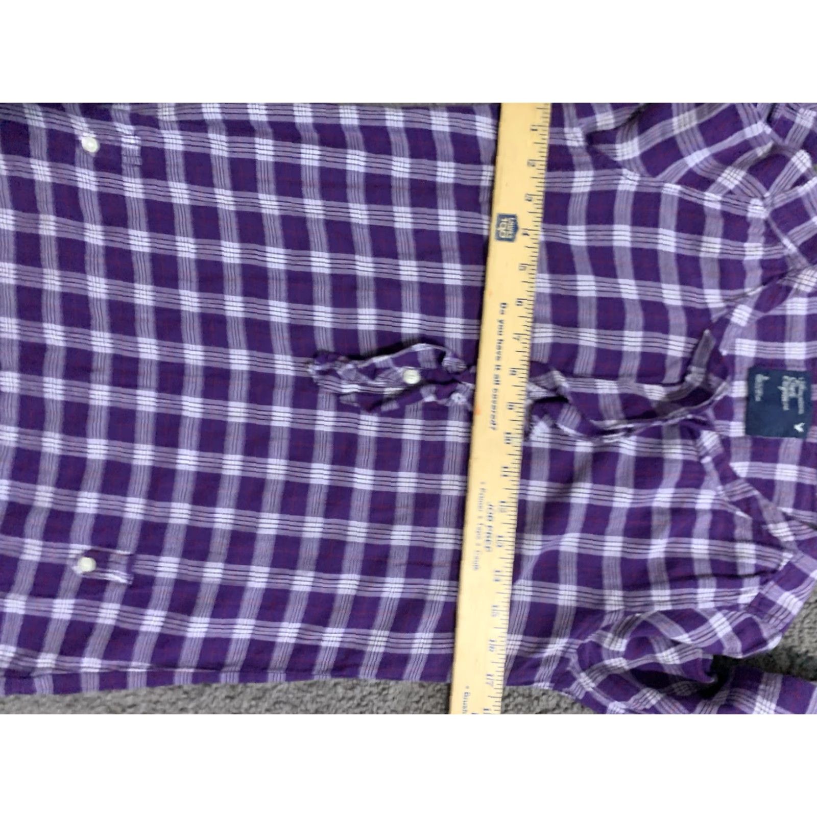 American Eagle Outfitters American Eagle Women's Plaid Blouse Size 2 Purple White 1/2 Button Long Sleeve Classic Fit Size XS / US 0-2 / IT 36-38 - 4 Thumbnail