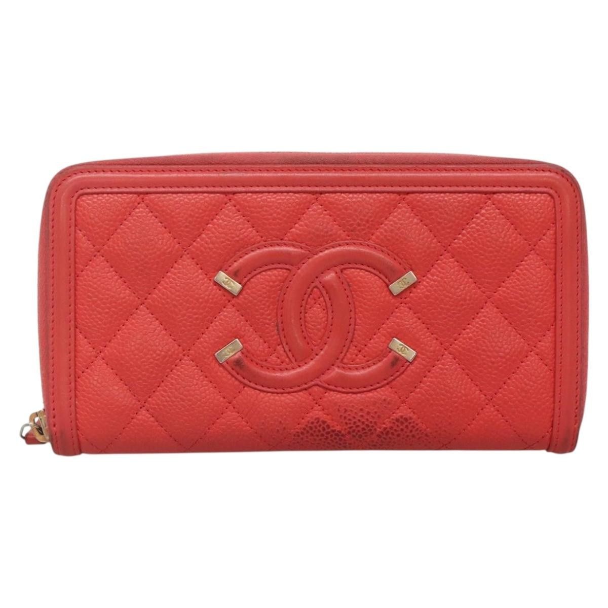 Chanel Chanel Filigree Zip Around Wallet Quilted Caviar Size ONE SIZE - 1 Thumbnail