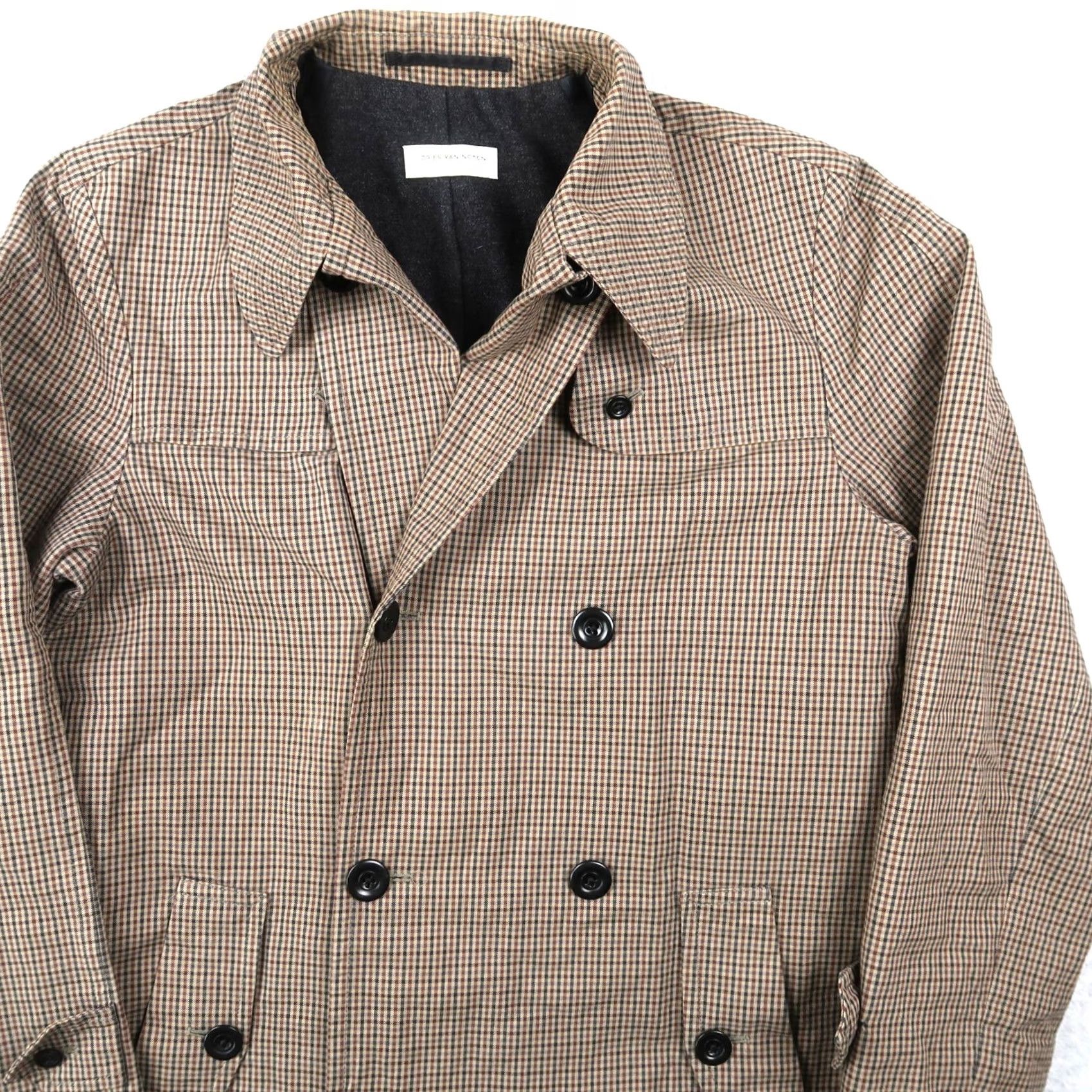 Dries Van Noten VINTAGE Dries Van Noten Brown Plaid Trench Coat Mens S Long Cotton Coat Grunge Style Size US S / EU 44-46 / 1 - 3 Thumbnail