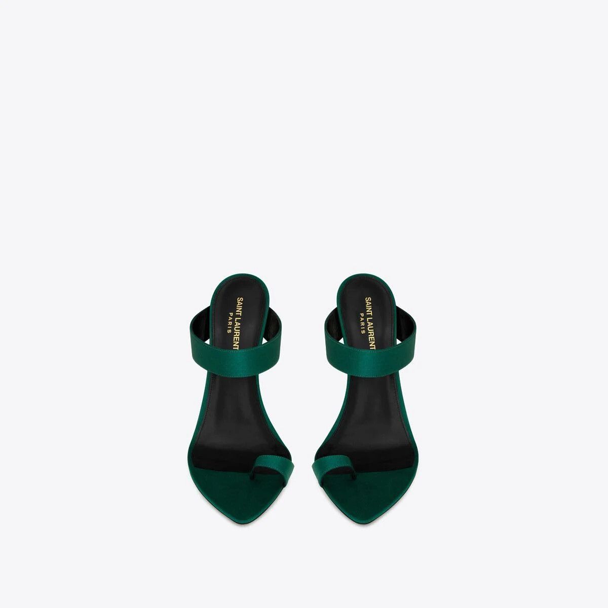 Saint Laurent Paris o1s1wg111024 Martha Mules in Crepe Satin in Green Size US 7 / IT 37 - 2 Thumbnail