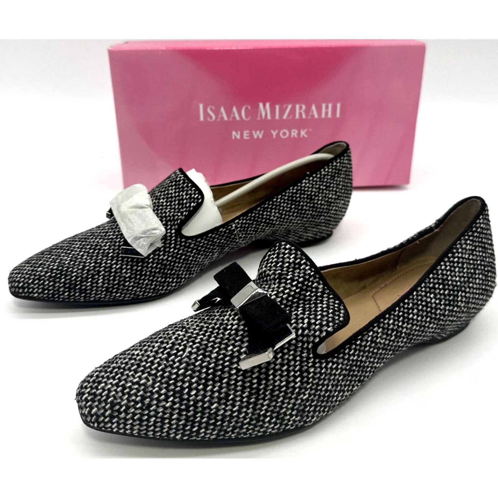 Isaac Mizrahi Isaac Mizrahi New York Loafer Womens Size 10 M Flats Pointed Toe Tweed Black Fabric Box Included Size US 10 / IT 40 - 2 Thumbnail
