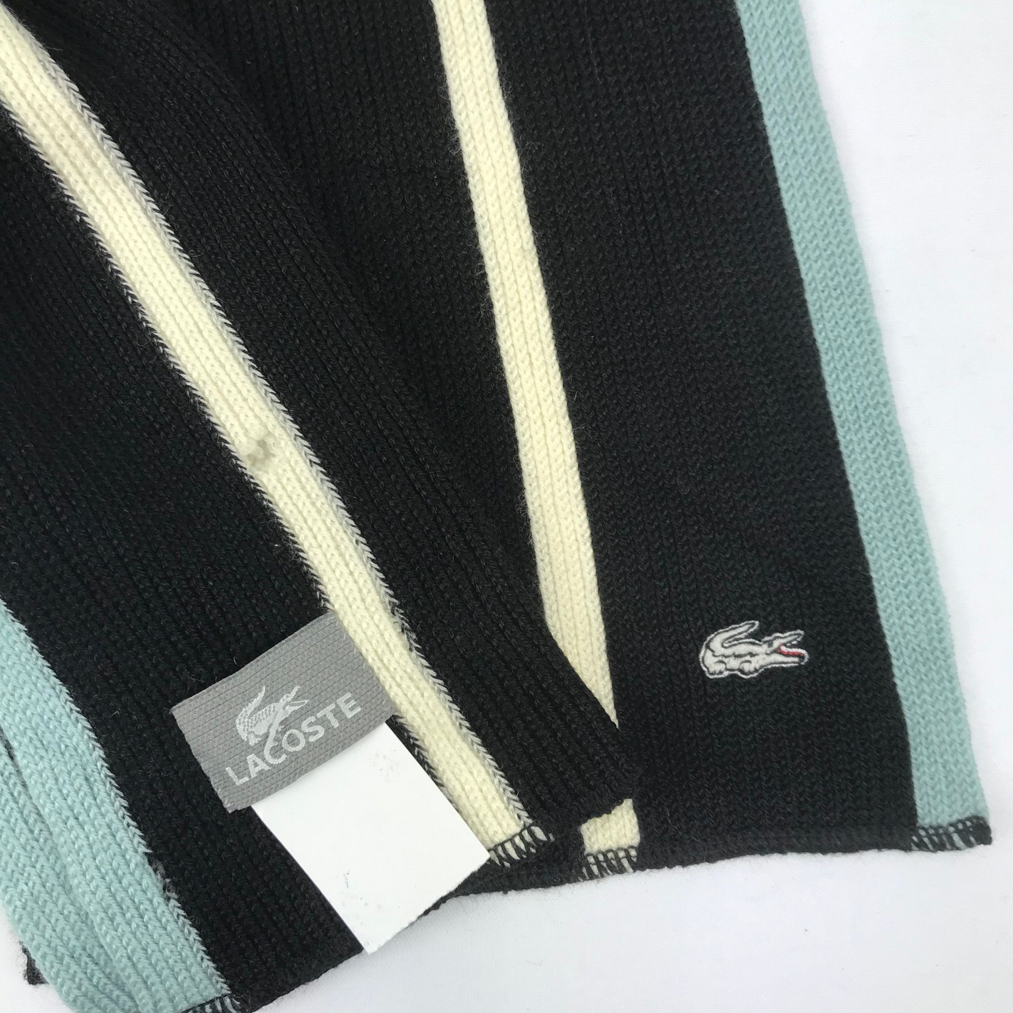 Lacoste Vintage Lacoste Scarf Striped Knit Muffler Wool Scarves Size ONE SIZE - 4 Thumbnail