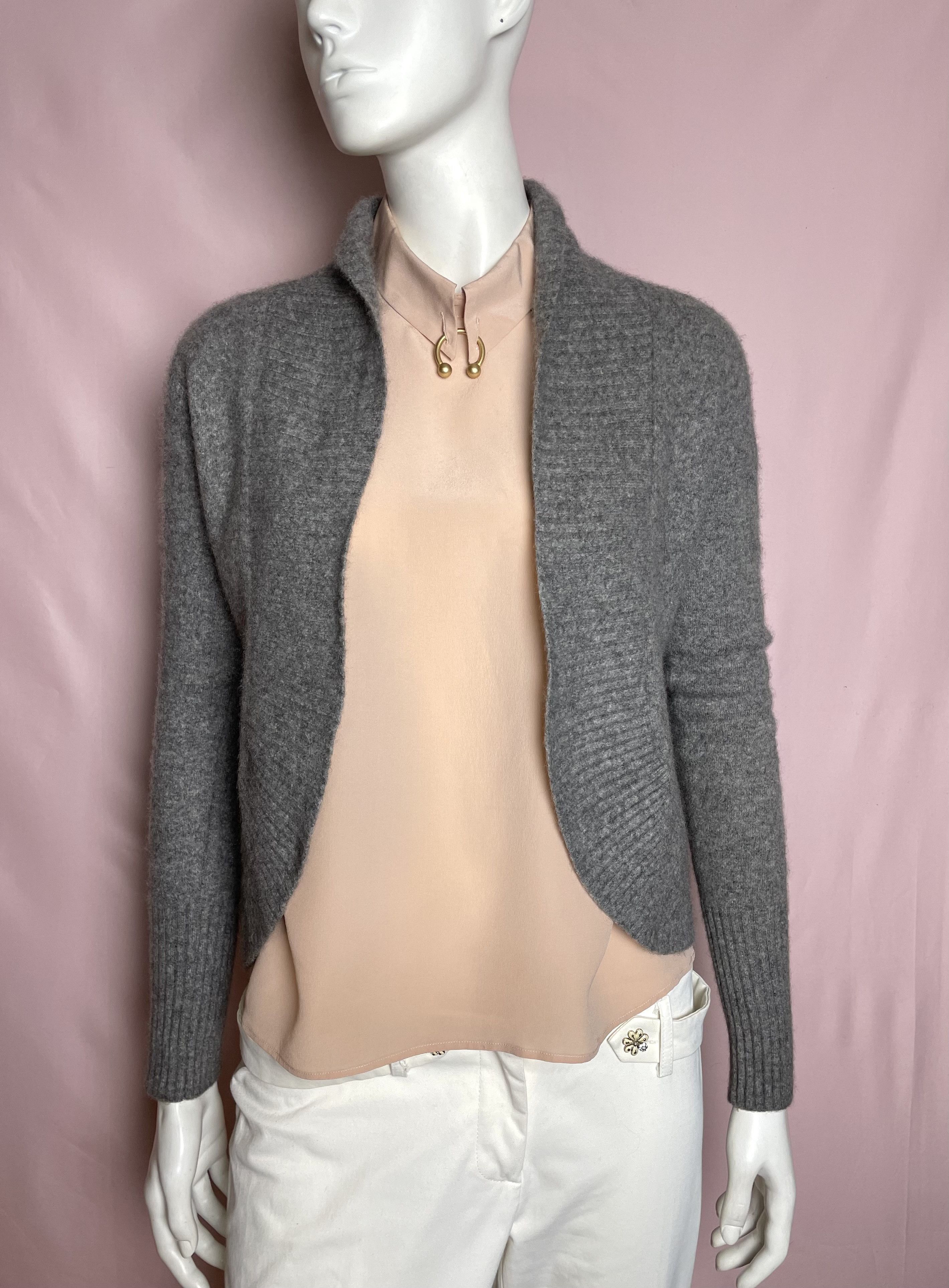 FTC FTC Cashmere Open Front Cardigan Gray Short S/M Size S / US 4 / IT 40 - 2 Thumbnail