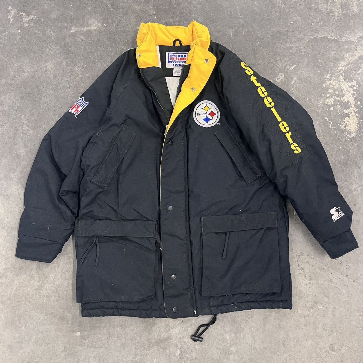 NFL × Vintage Vintage Steelers Pittsburgh NFL Starter Jacket Long Coat Med Size US M / EU 48-50 / 2 - 9 Thumbnail