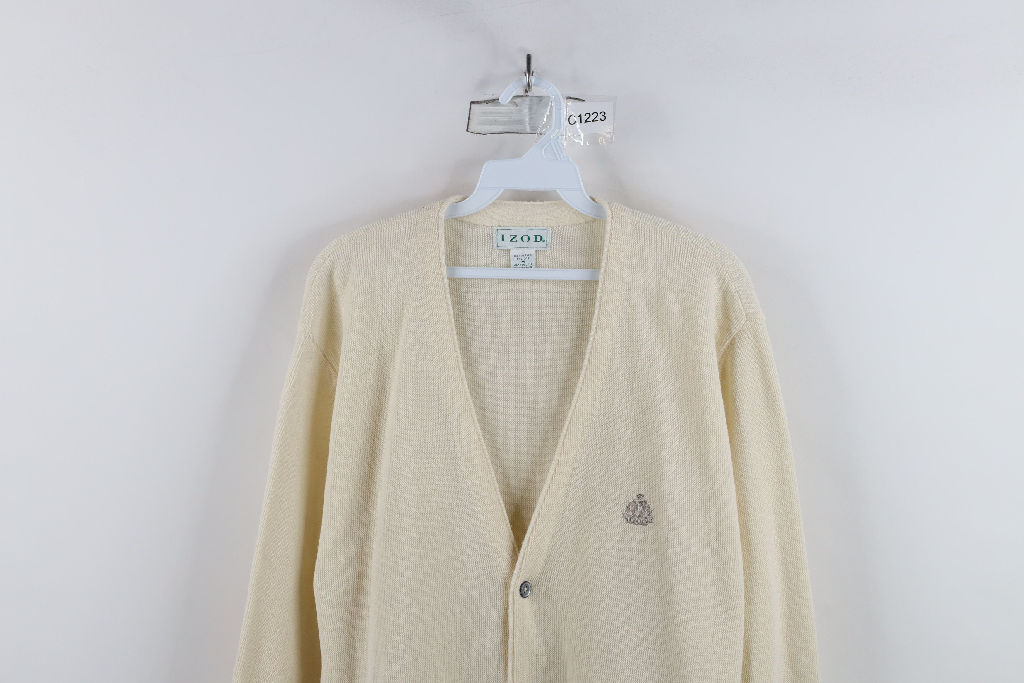 Izod × Vintage Vintage 90s Izod Spell Button Cardigan Sweater Cream USA Size US M / EU 48-50 / 2 - 2 Thumbnail