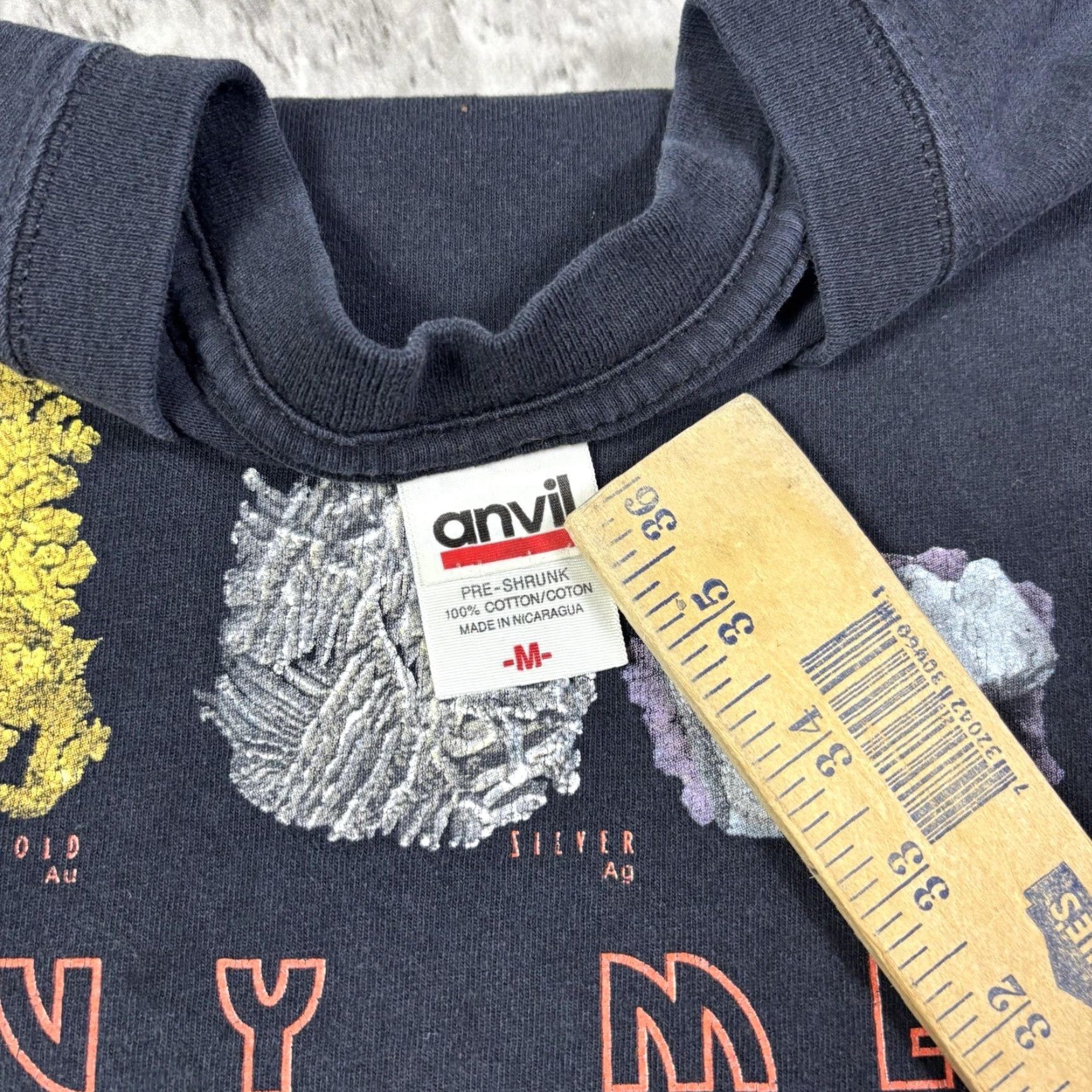 Anvil VINTAGE Anvil T-Shirt Mens M Gold Graphic Print Crew Neck Short Sleeve Art 90s Theme Vintage Yes Size US M / EU 48-50 / 2 - 6 Thumbnail