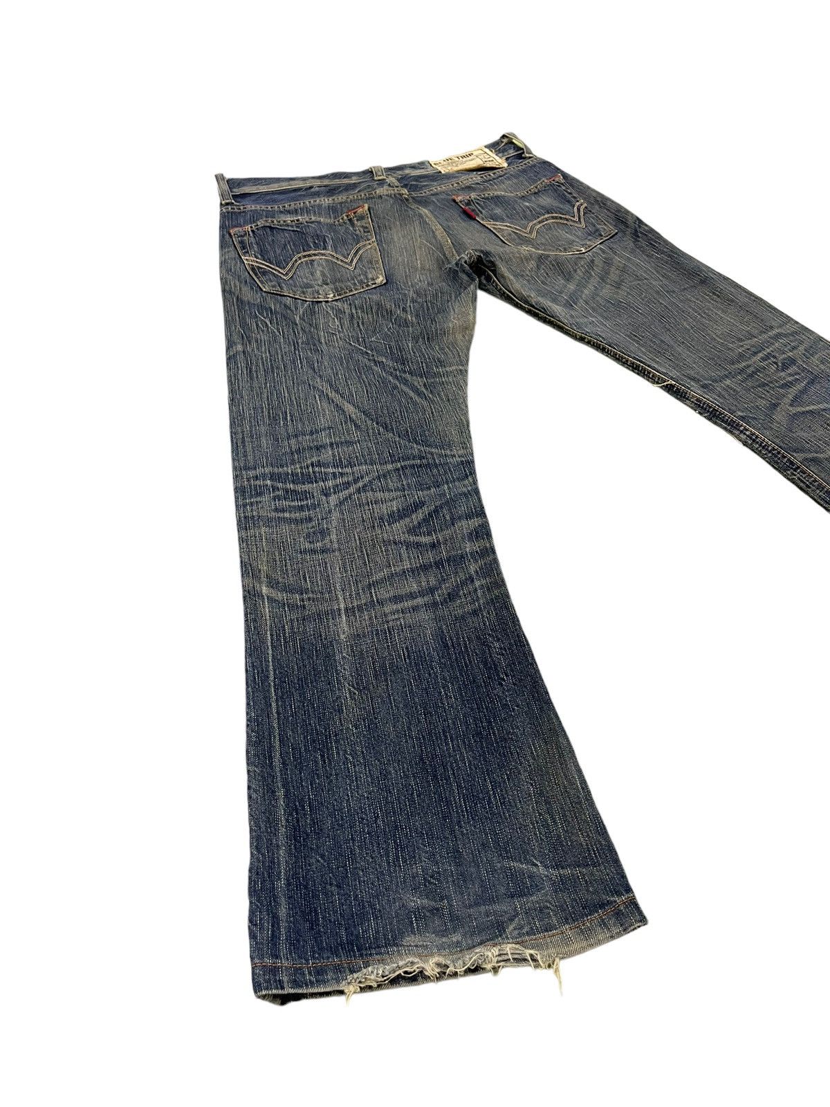 Edwin Flare Jeans Edwin Japan Faded Distress Boot Cut 8🟦0 Size US 35 - 11 Thumbnail