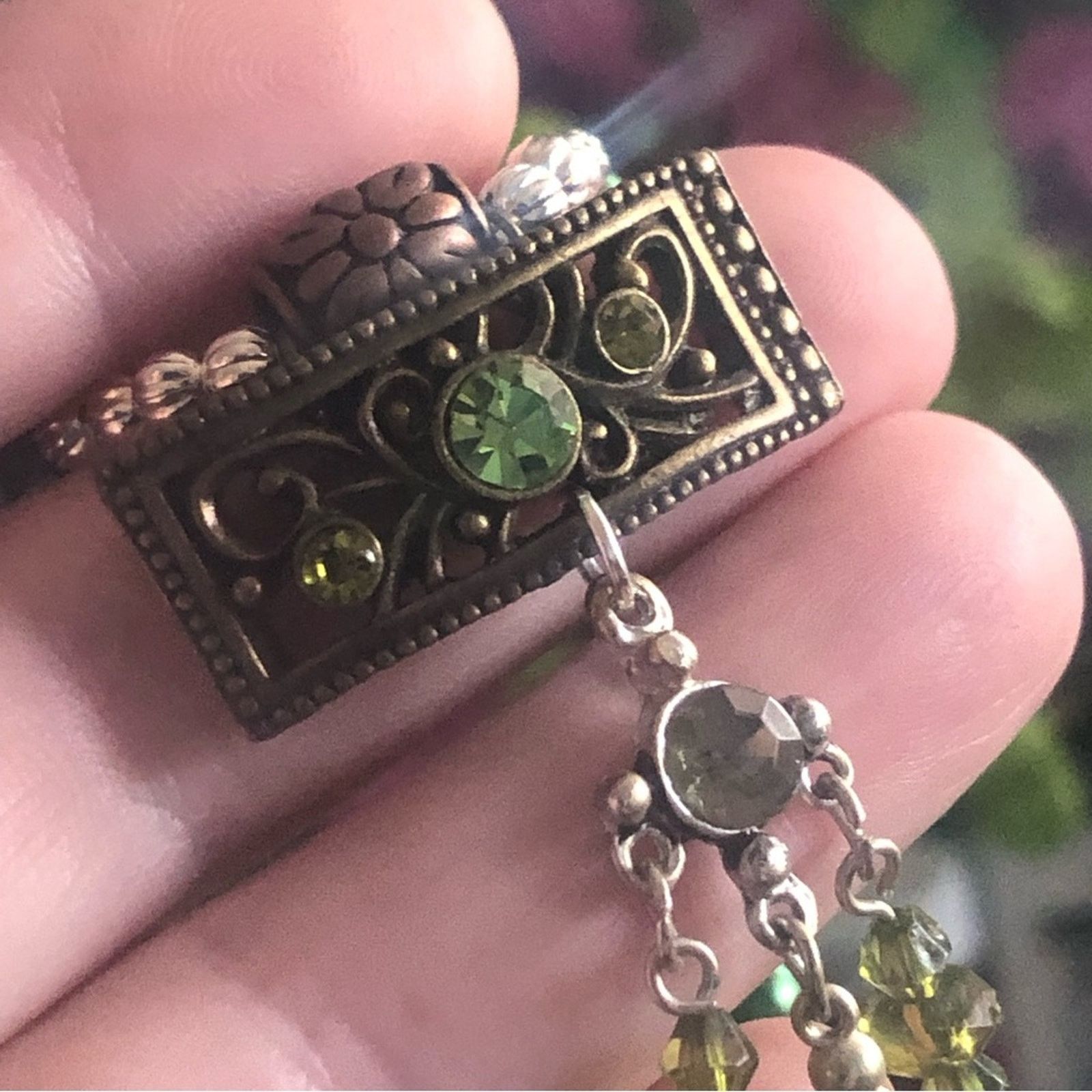 Handmade Handcrafted repurpose faceted peridot crystal Pearl necklac Size ONE SIZE - 11 Thumbnail