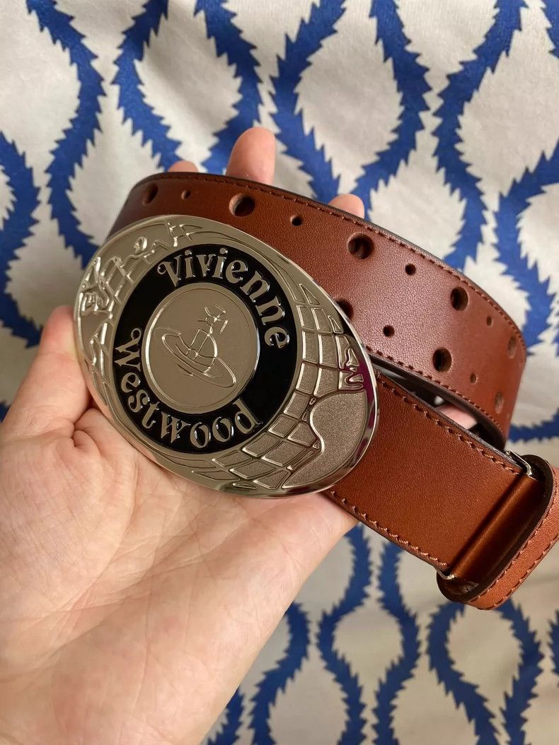 Vivienne Westwood Vivienne Westwood Carved Earth Belt Brown Leather Belt Size ONE SIZE - 1 Thumbnail
