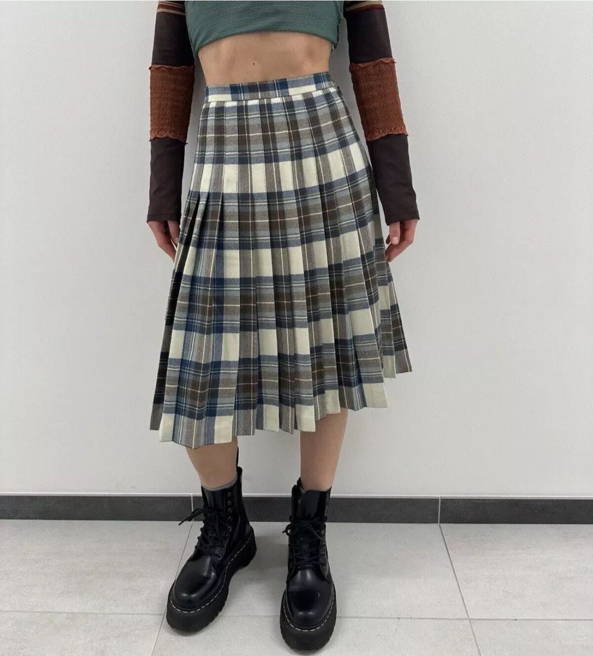 Vintage Vintage Rally Klad Wool Scotland Midi Tartan Skirt Plaid Size 24" / US 00 / IT 34 - 1 Thumbnail