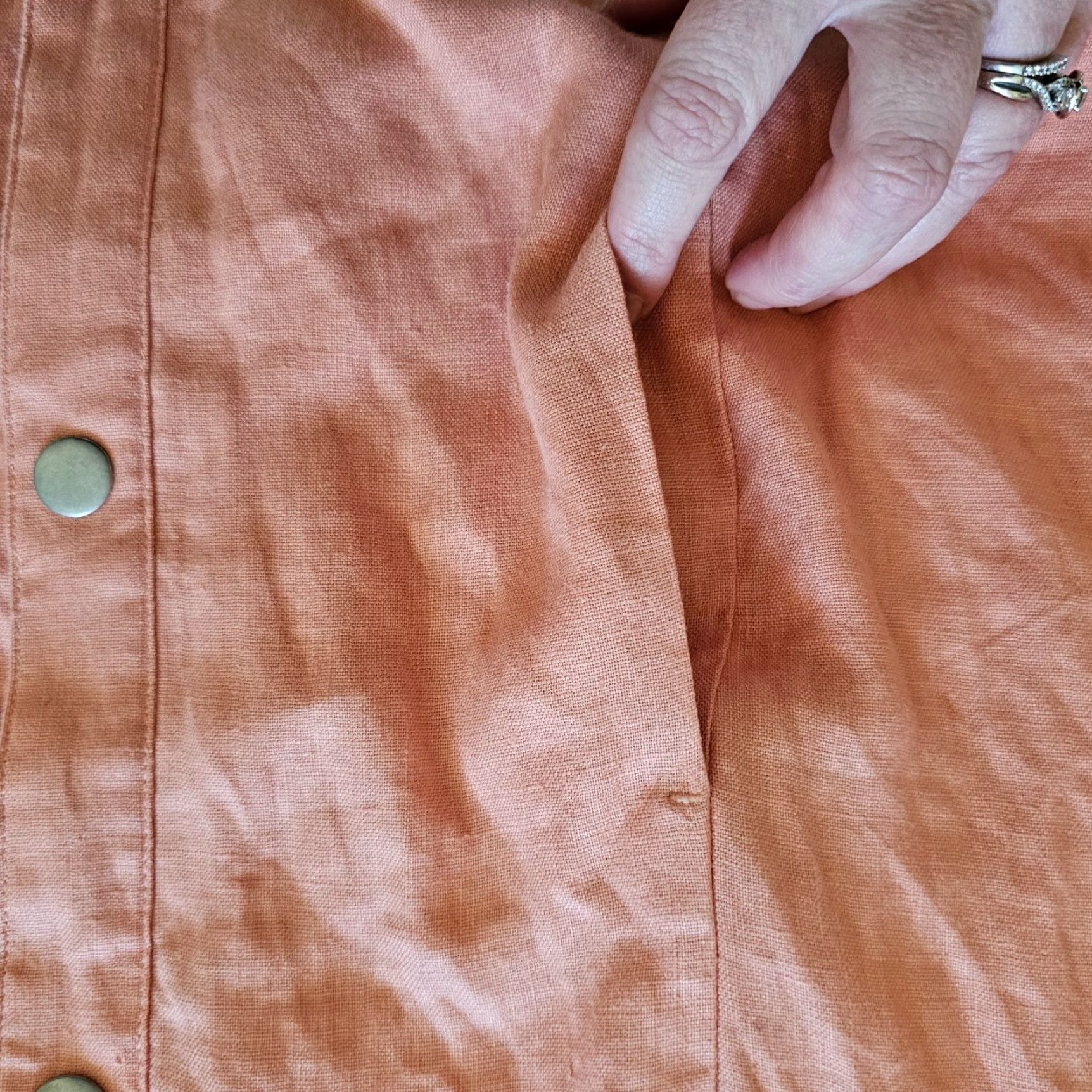 Vintage Chicos Jacket Top 3 Women XL Orange Linen Round Neck 3/4 Sleeve Button Lagenlook Size XL / US 12-14 / IT 48-50 - 5 Thumbnail