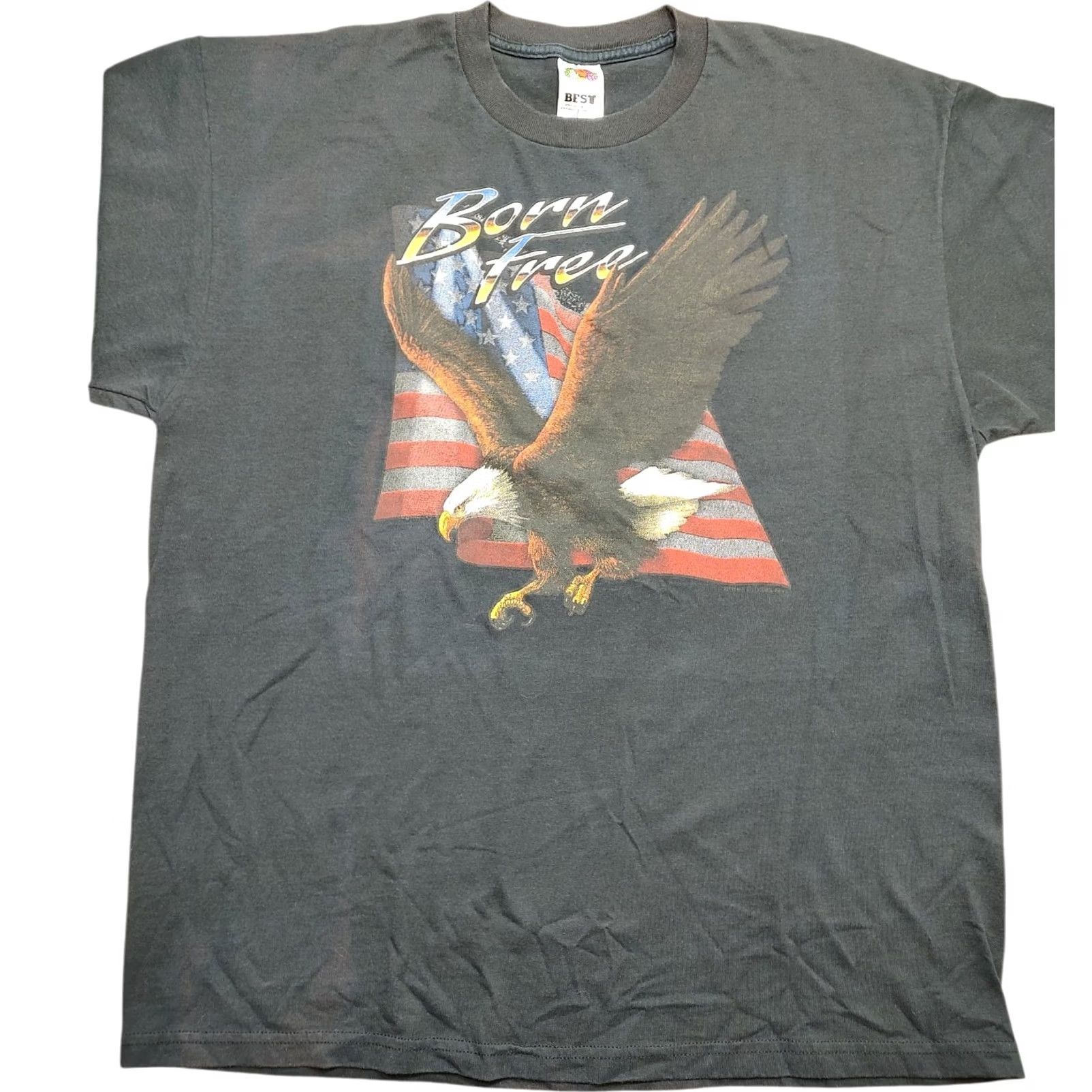 Fruit Of The Loom VINTAGE 90s Fruit of the Loom T-Shirt XL Faded Black Eagle United States Mens Size US XL / EU 56 / 4 - 2 Thumbnail