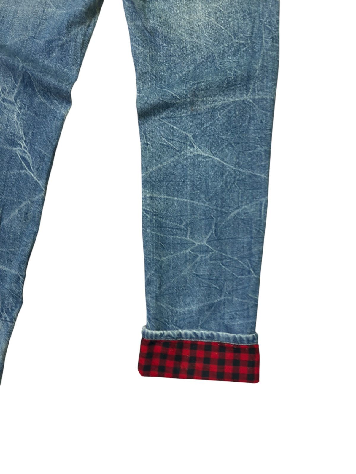Japanese Brand Distressed Plaid Tartans Junya Watanabe Denim Jeans Size US 31 - 16 Thumbnail