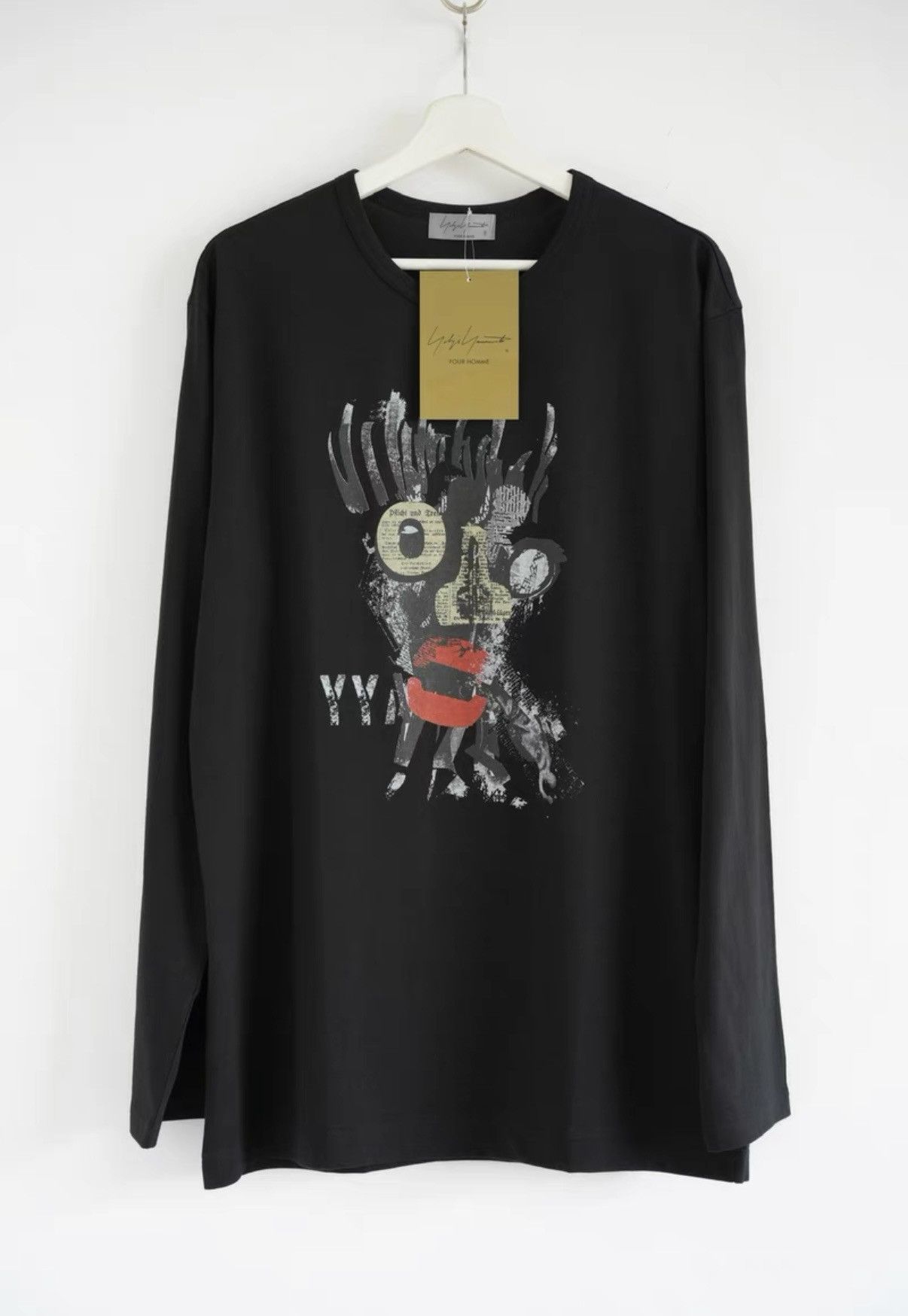 Yohji Yamamoto 24SS Newspaper Collage Long Sleeve T-Shirt