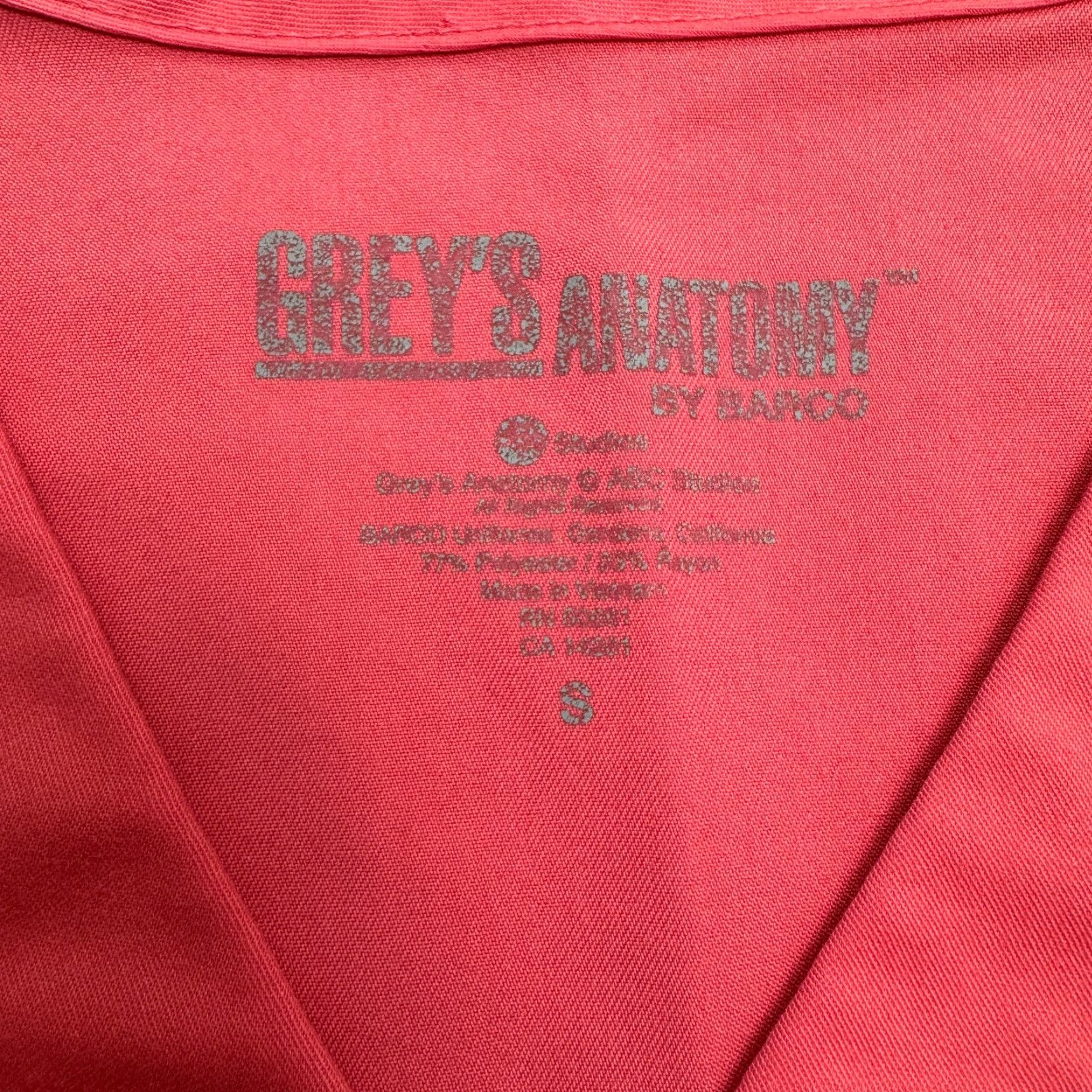 Pinko Grey's Anatomy Shirt Womens Small Pink V-Neck Medical Uniform Work Size S / US 4 / IT 40 - 6 Thumbnail